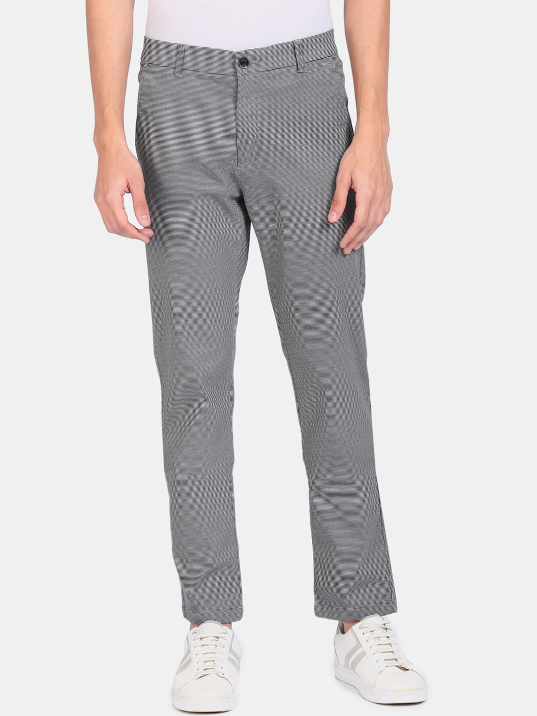 

Arrow Sport Men Black Textured Regular Trousers