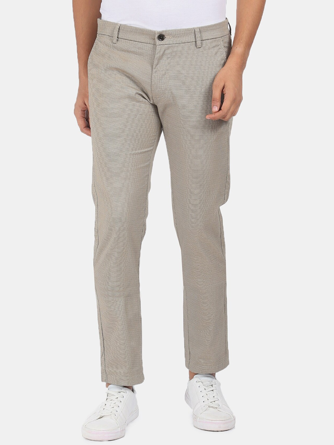 

Arrow Sport Men Beige Textured Regular Trousers