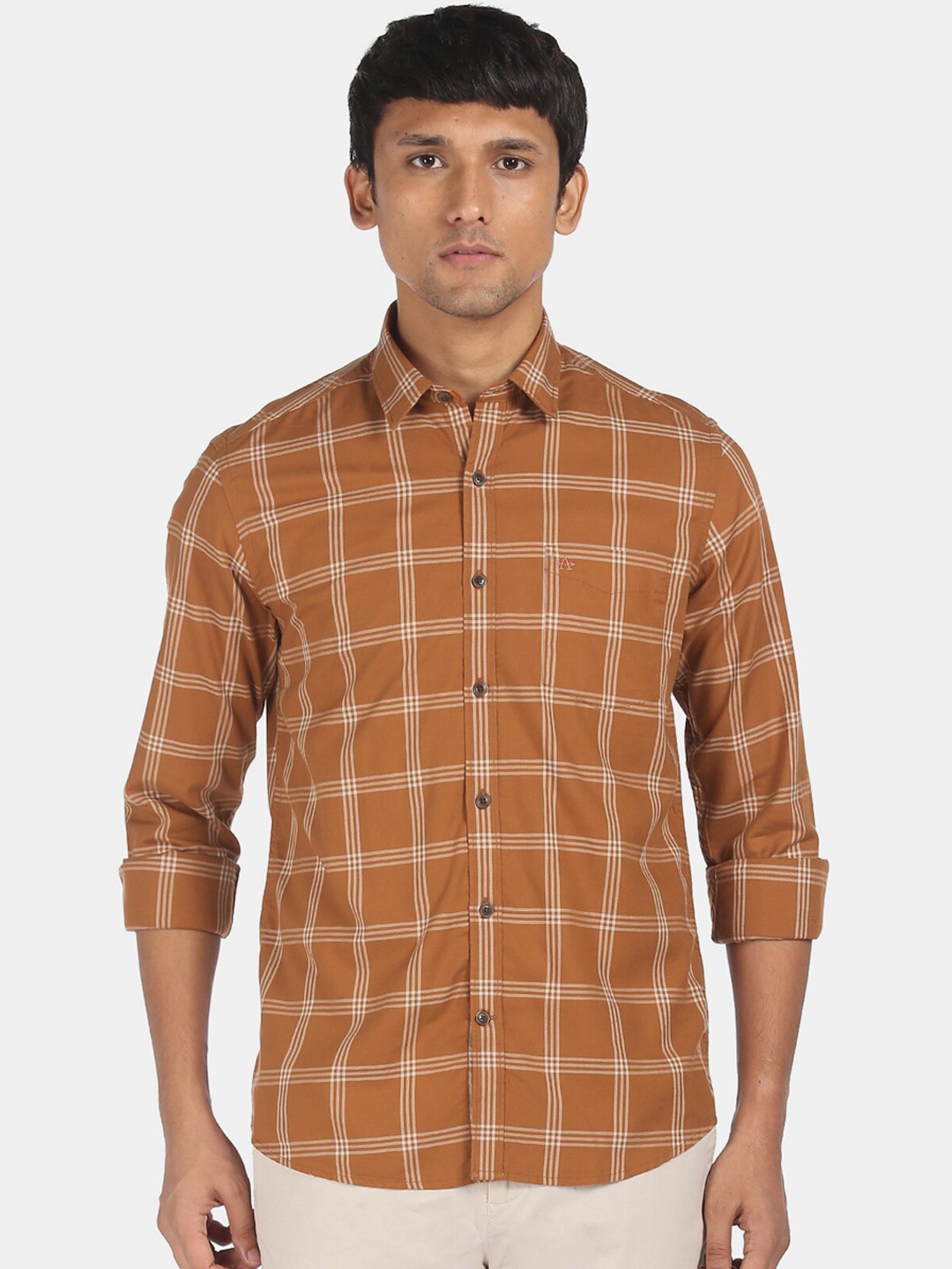 

Arrow Sport Men Brown Pure Cotton Tartan Checks Opaque Checked Casual Shirt