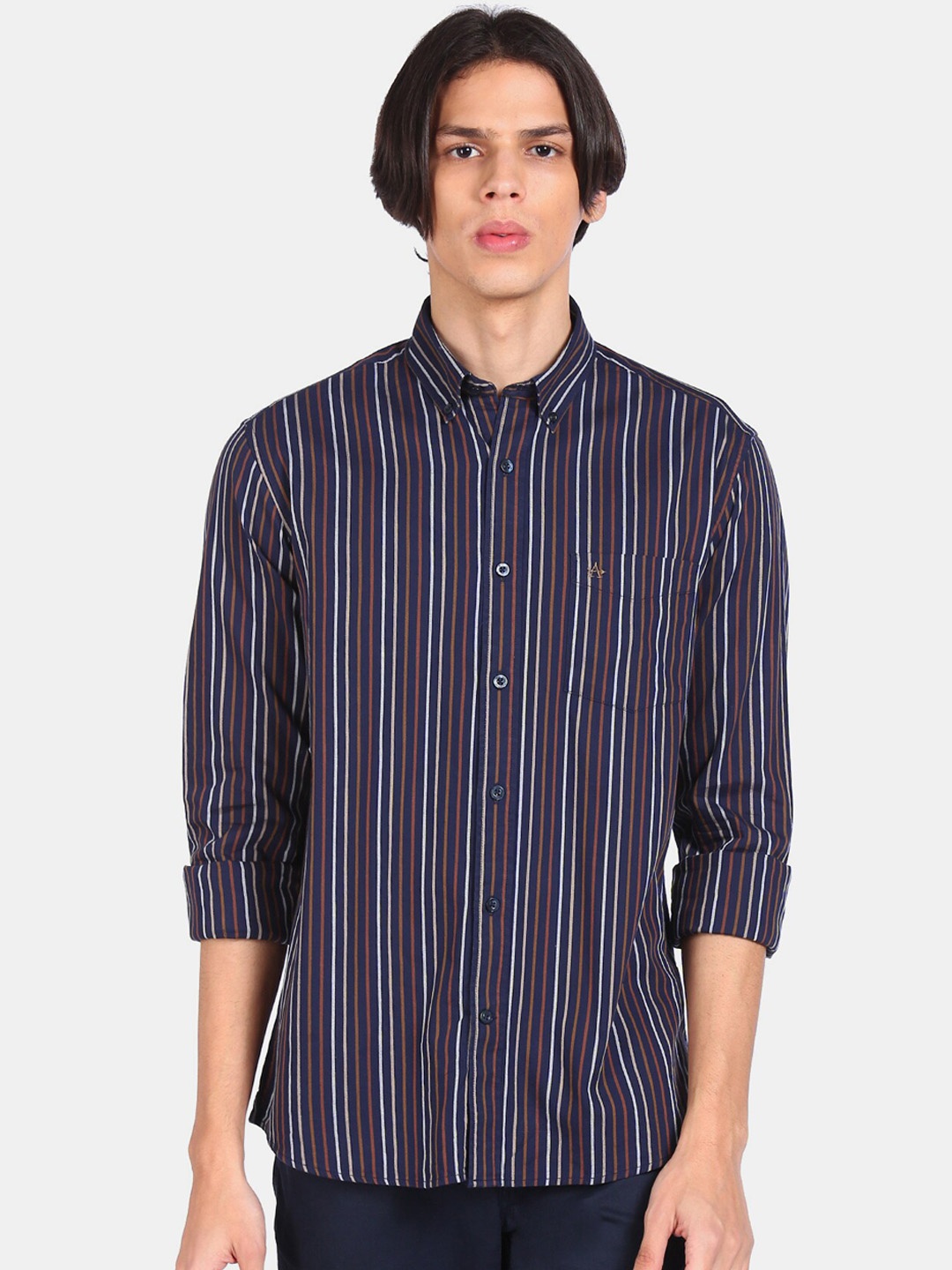 

Arrow Sport Men Blue Pure Cotton Opaque Striped Casual Shirt