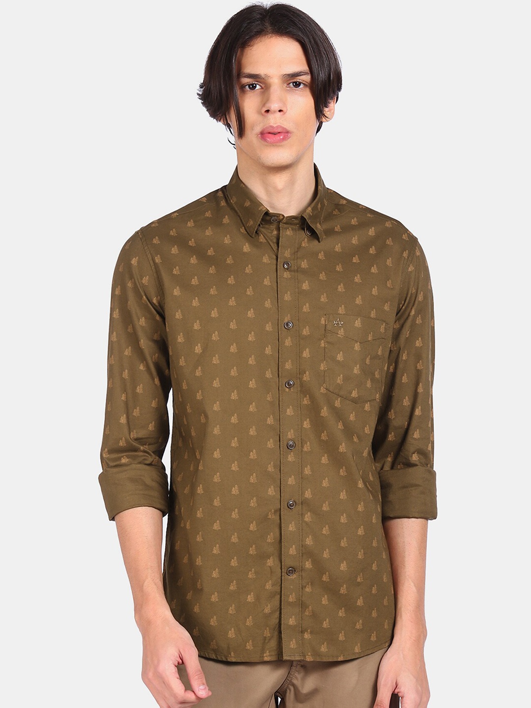 

Arrow Sport Men Green Pure Cotton Opaque Printed Casual Shirt
