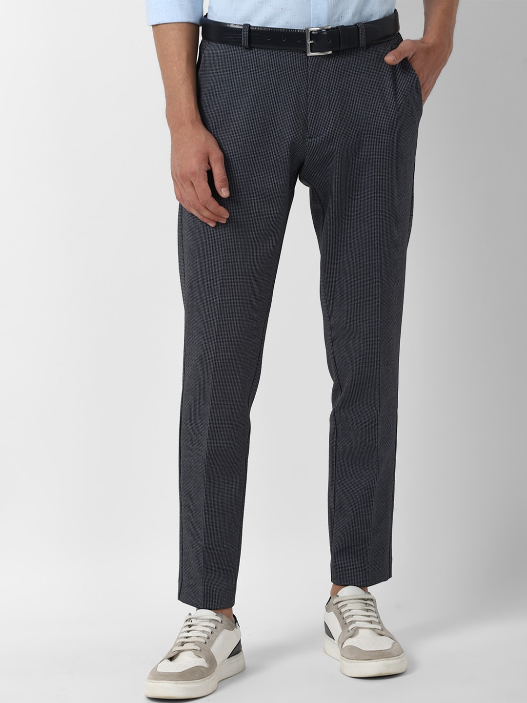 

Louis Philippe Sport Men Grey Checked Slim Fit Trousers