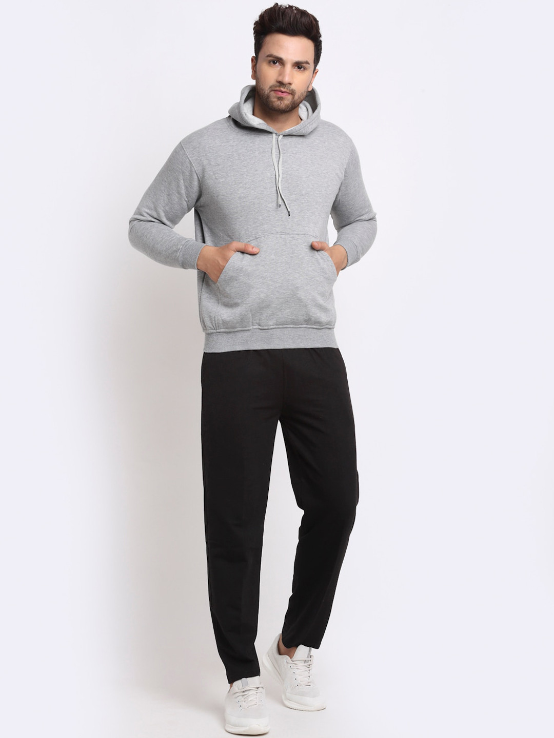 

VIMAL JONNEY Men Grey & Black Solid Tracksuit