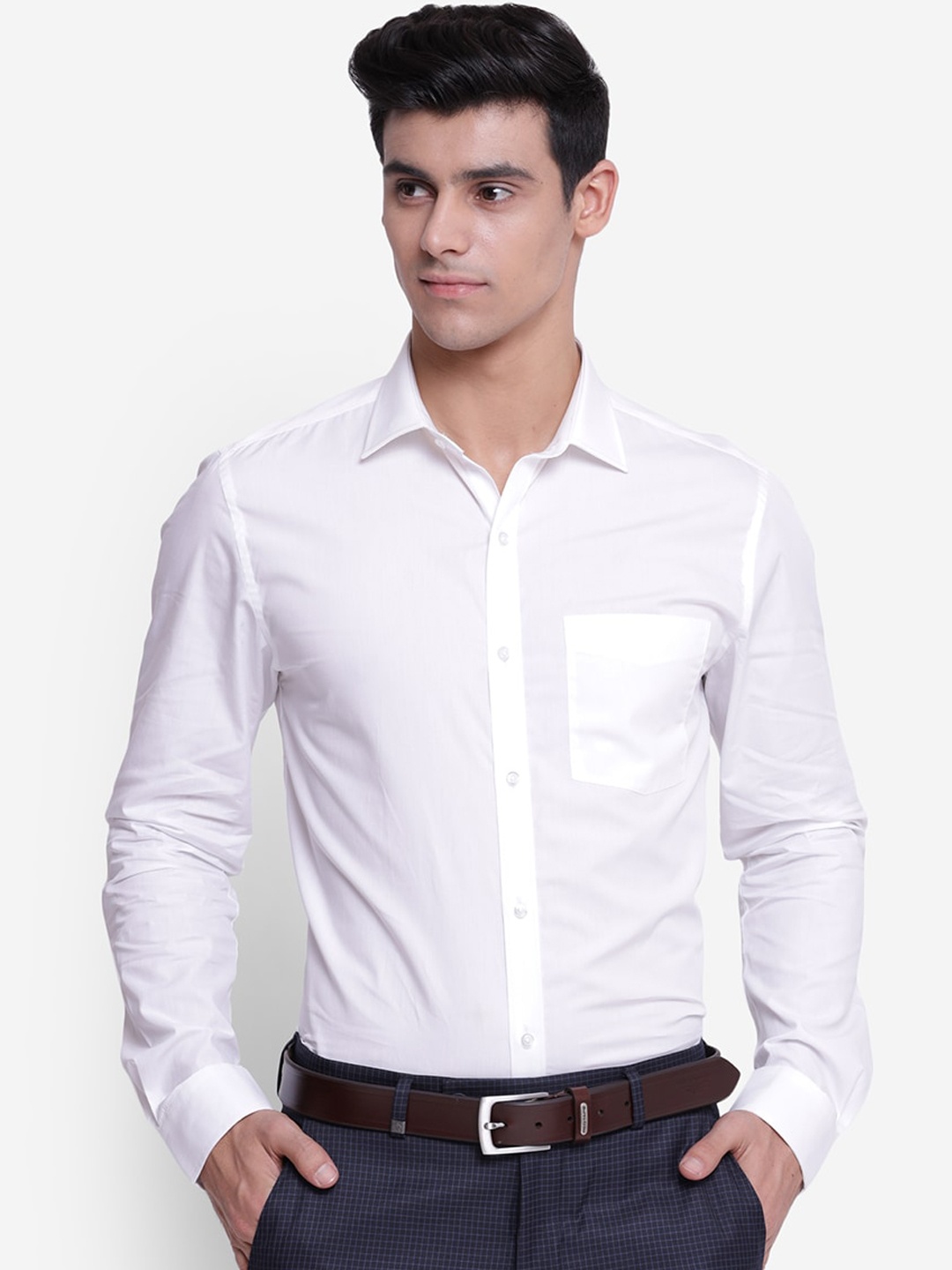 

Turtle Men White Slim Fit Opaque Casual Shirt