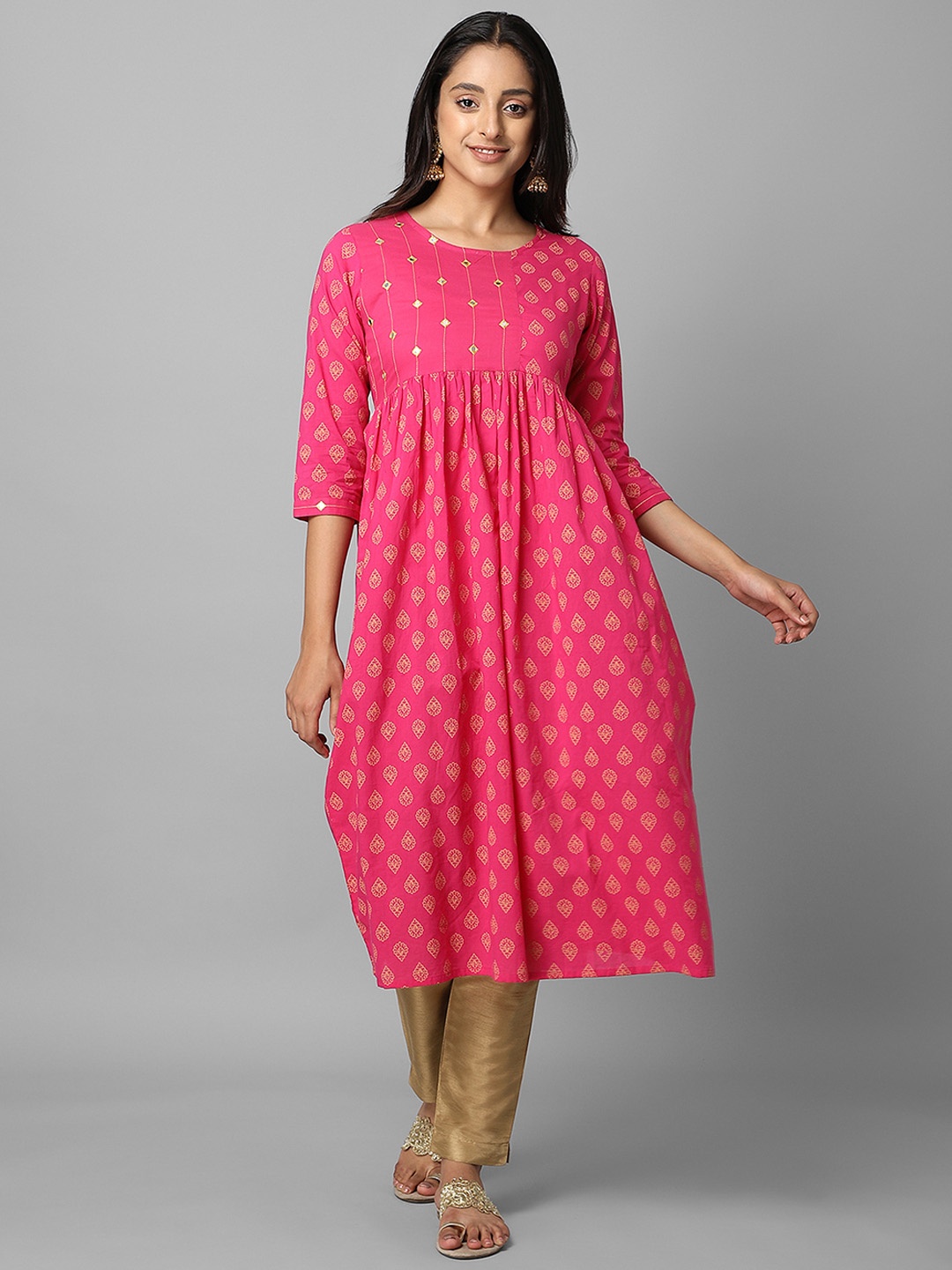 

Azira Women Magenta Ethnic Motifs Printed Anarkali Kurta