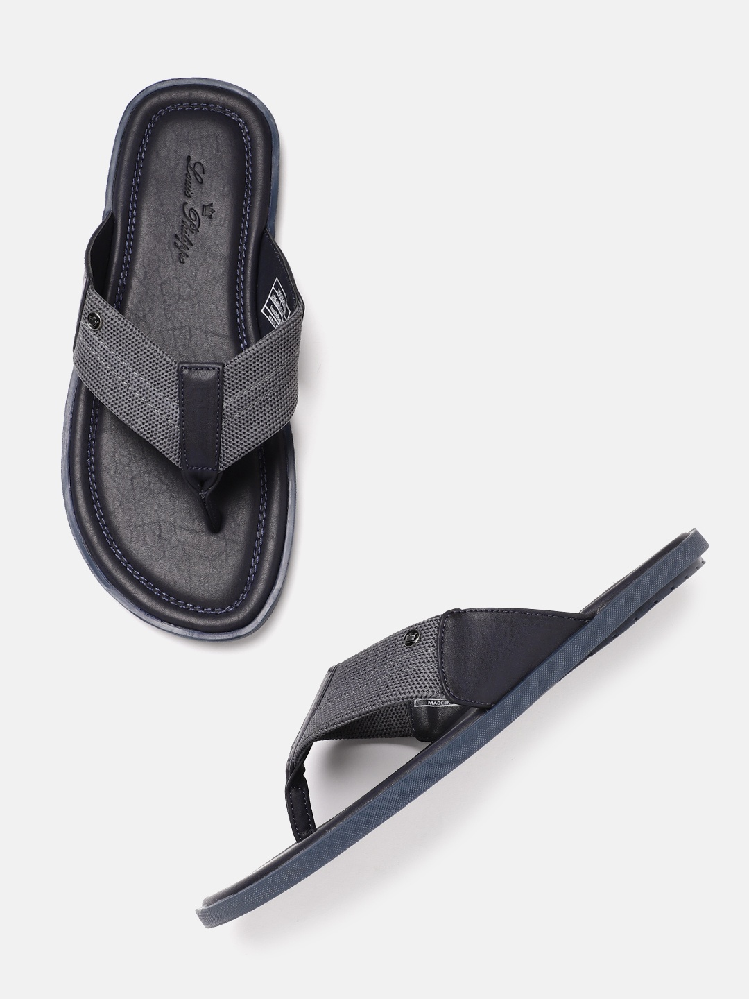 

Louis Philippe Men Charcoal Grey Solid Comfort Sandals