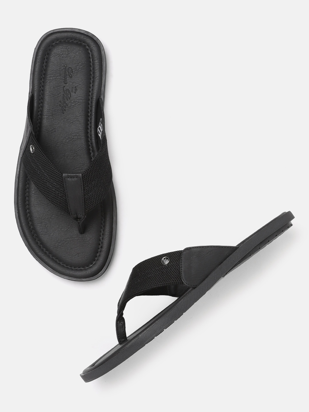 

Louis Philippe Men Black Solid Thong Flip-Flops