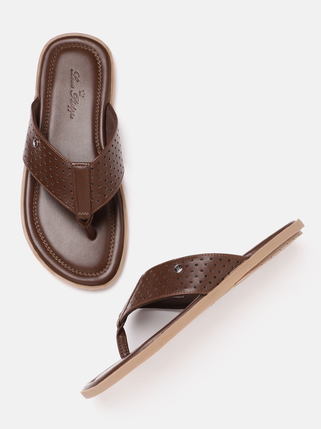 

Louis Philippe Men Brown Laser Cuts Comfort Sandals