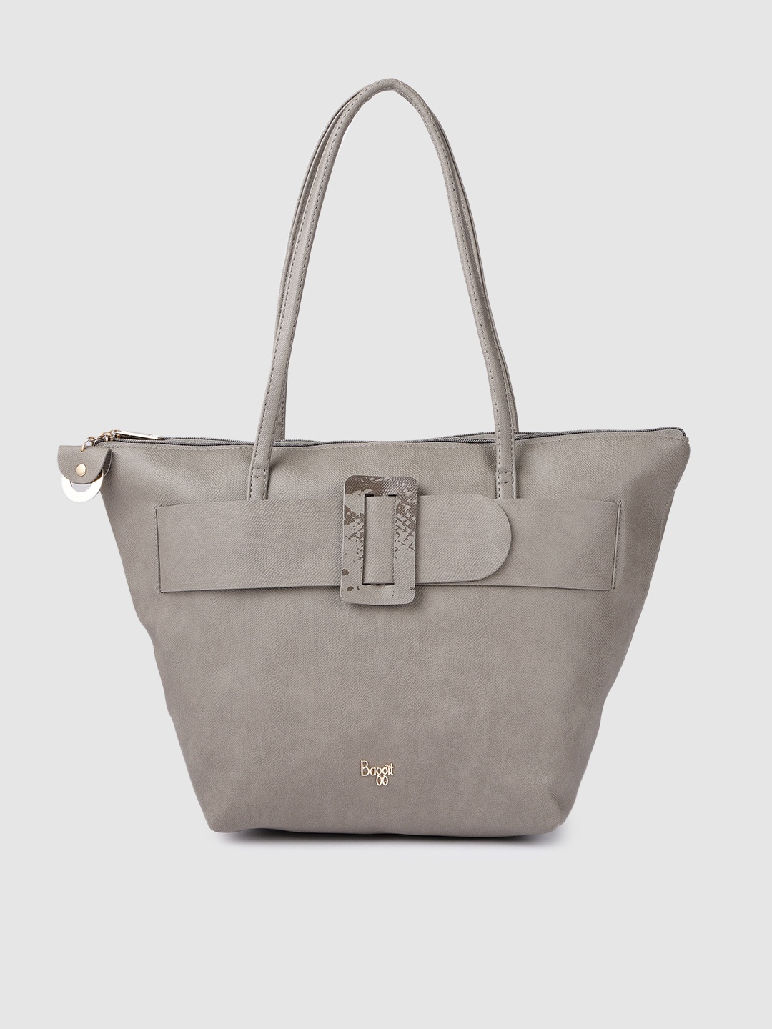 

Baggit Grey Melange Solid Synthetic Leather Oversized Shopper Tote Bag with Applique