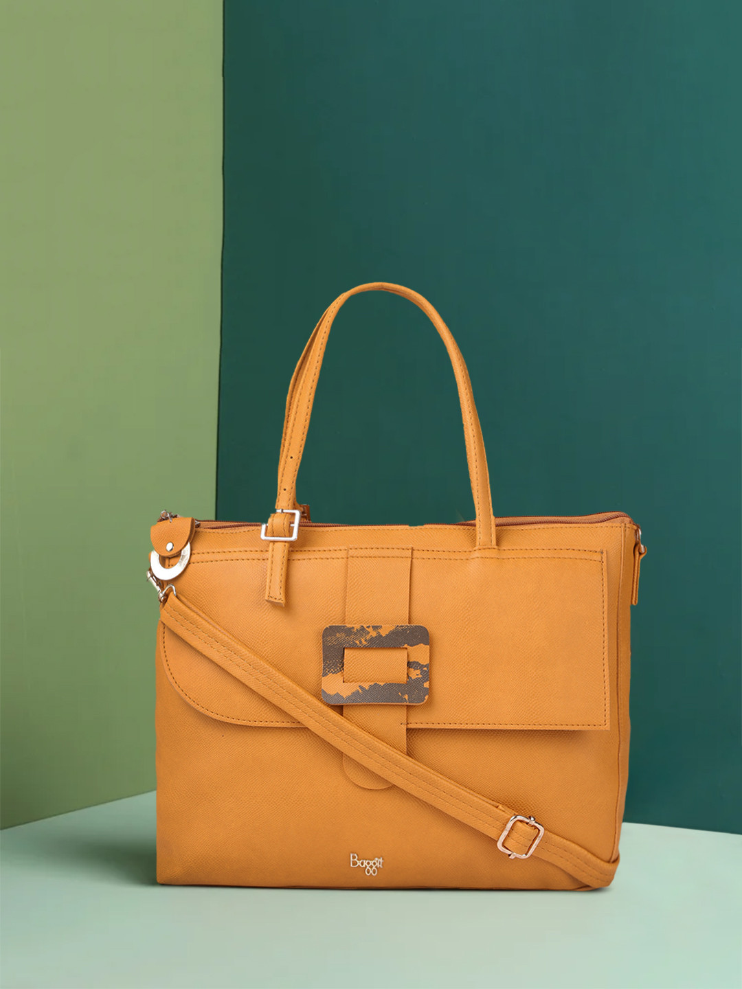 

Baggit Mustard Solid Synthetic Leather Regular Structured Shoulder Bag with Applique