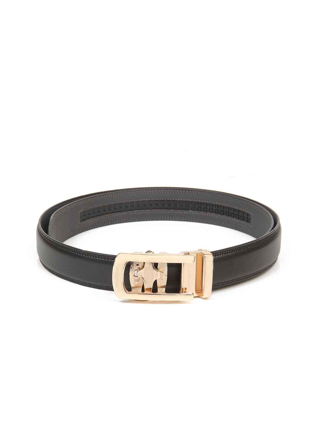 

Calvadoss Men Black Textured PU Belt