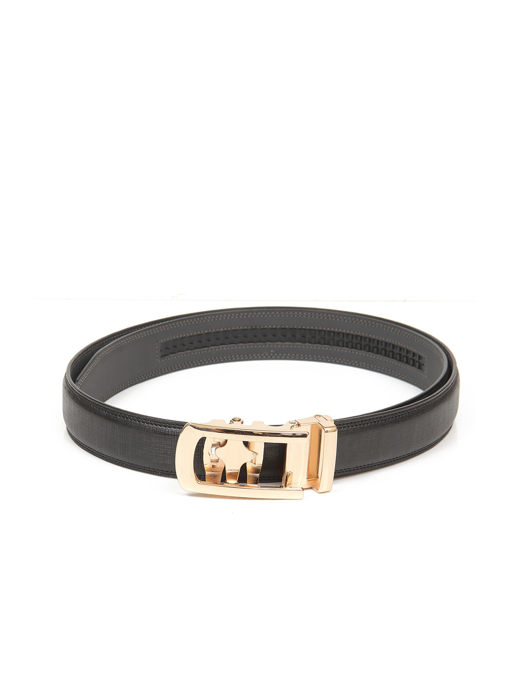 

Calvadoss Men Black Textured PU Belt