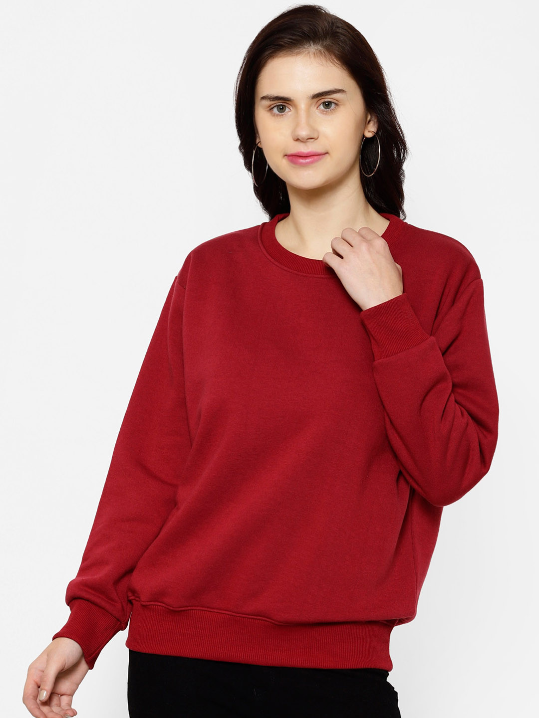 

VIMAL JONNEY Women Maroon Sweatshirt