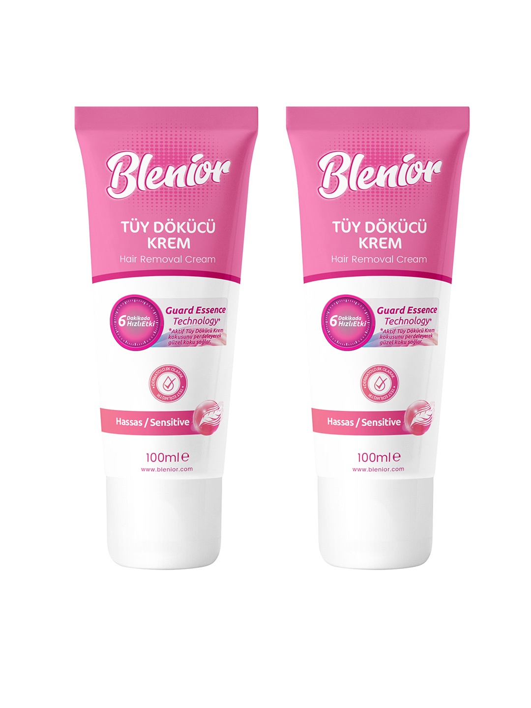 

Blenior Pack of 2 Hair Removal Cream - Sensitive Skin 100ml, Pink