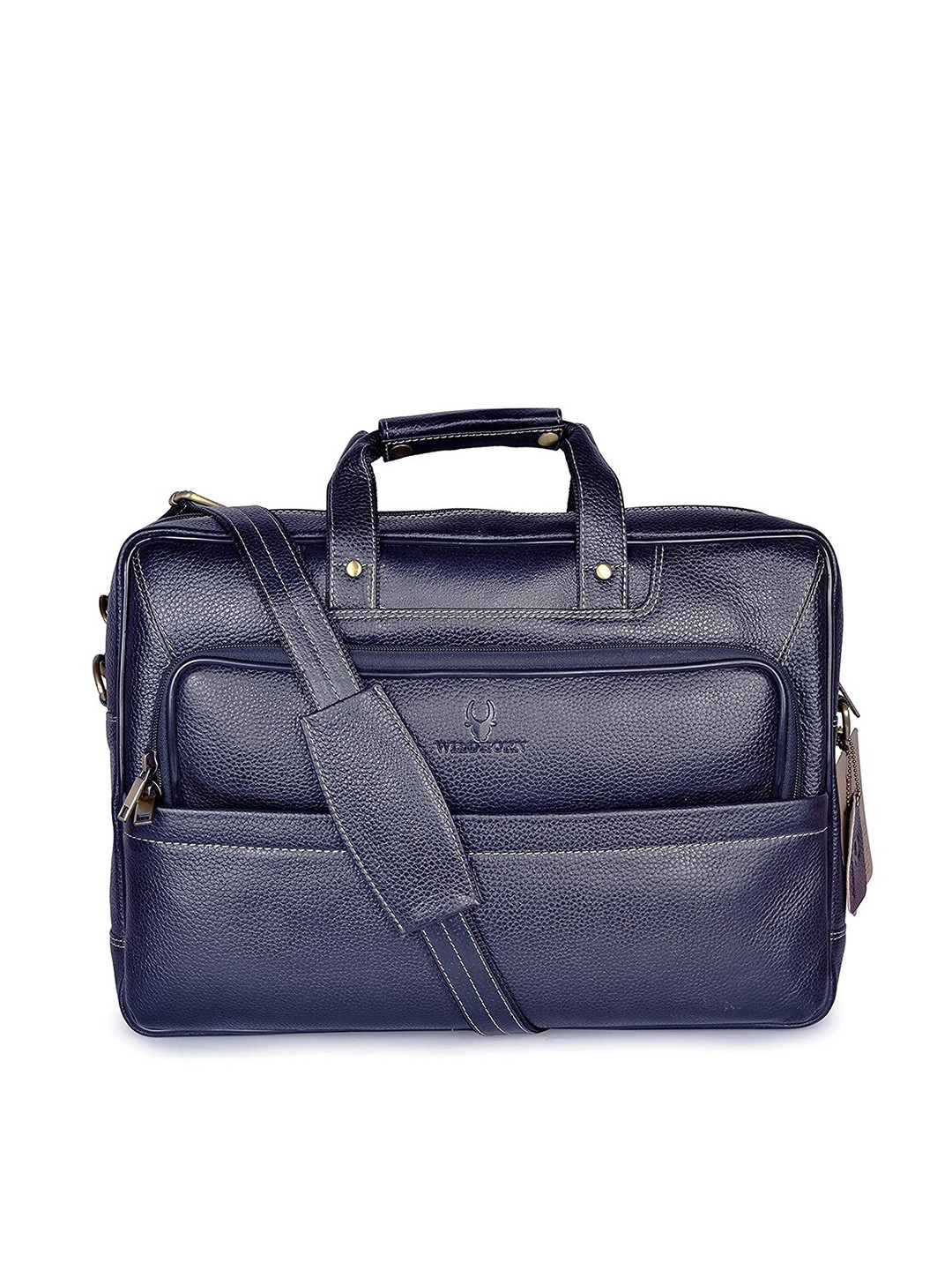 

WildHorn Men Blue Genuine Leather Laptop Bag