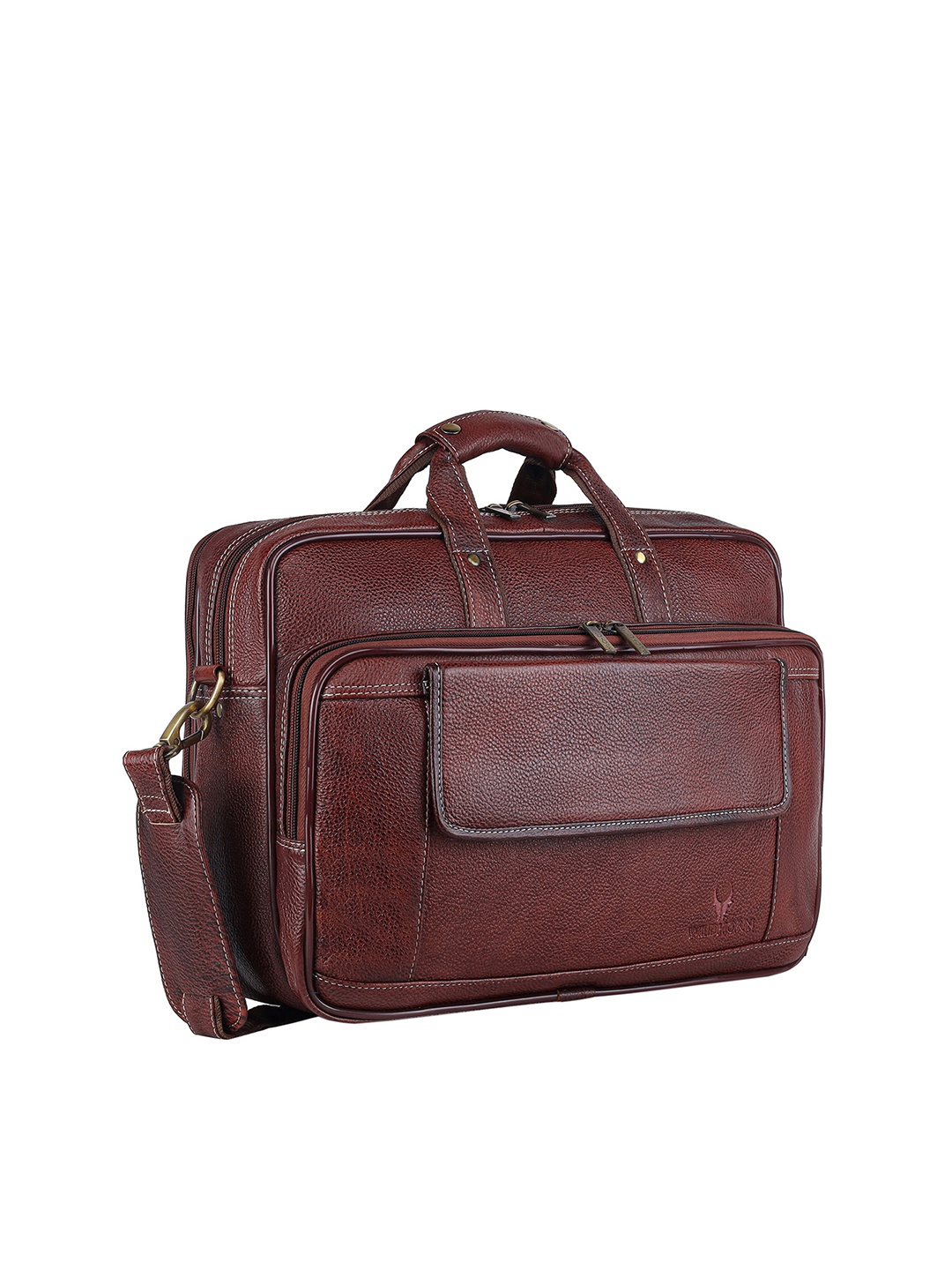 

WildHorn Men Maroon Genuine Leather Laptop Bag