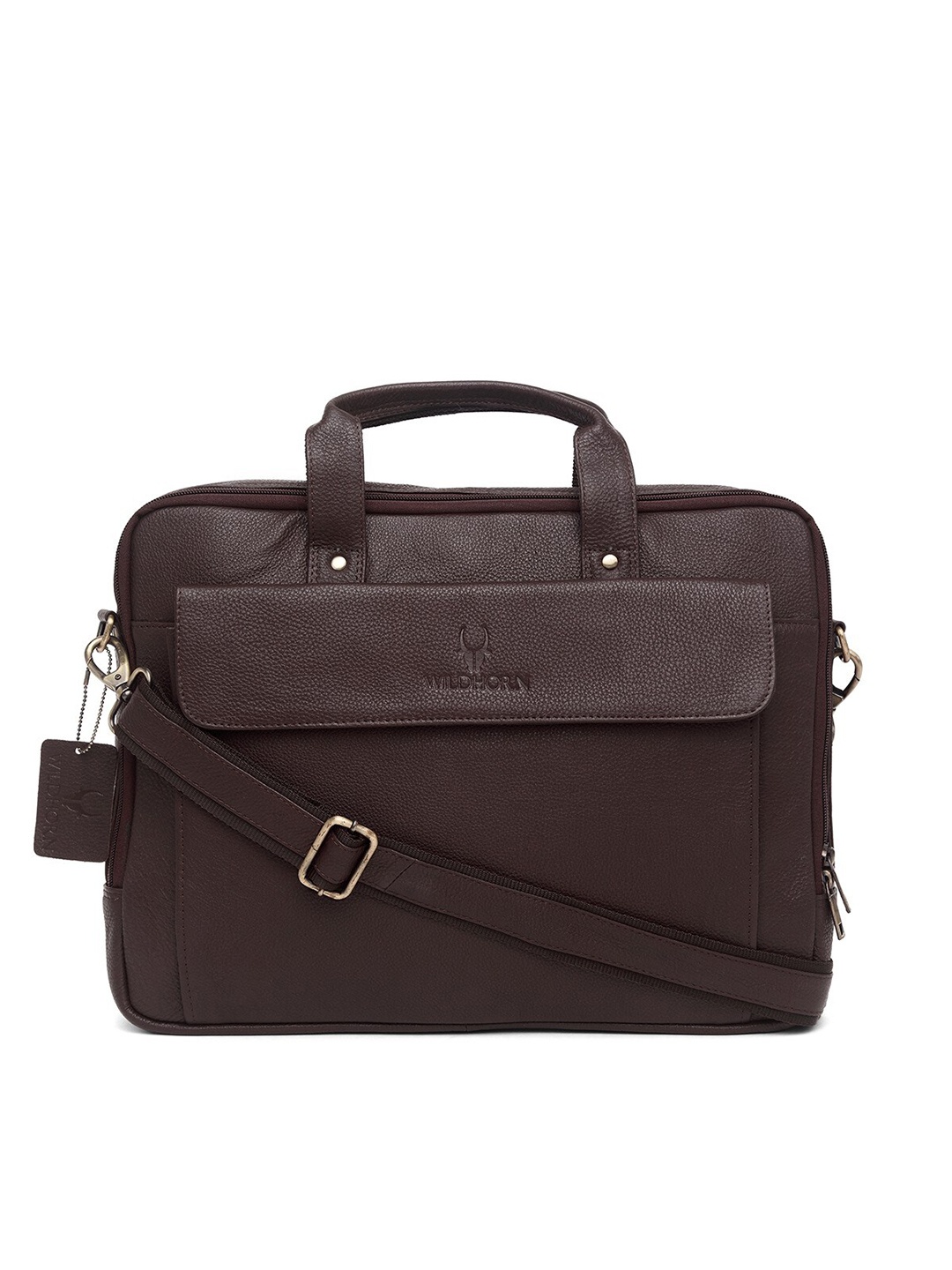 

WildHorn Men Brown Genuine Leather Laptop Bag