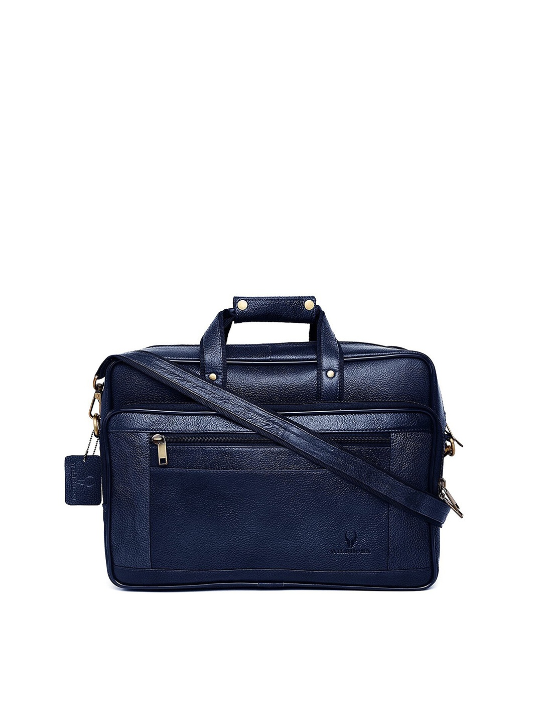 WildHorn Men Blue Genuine Leather Laptop Bag