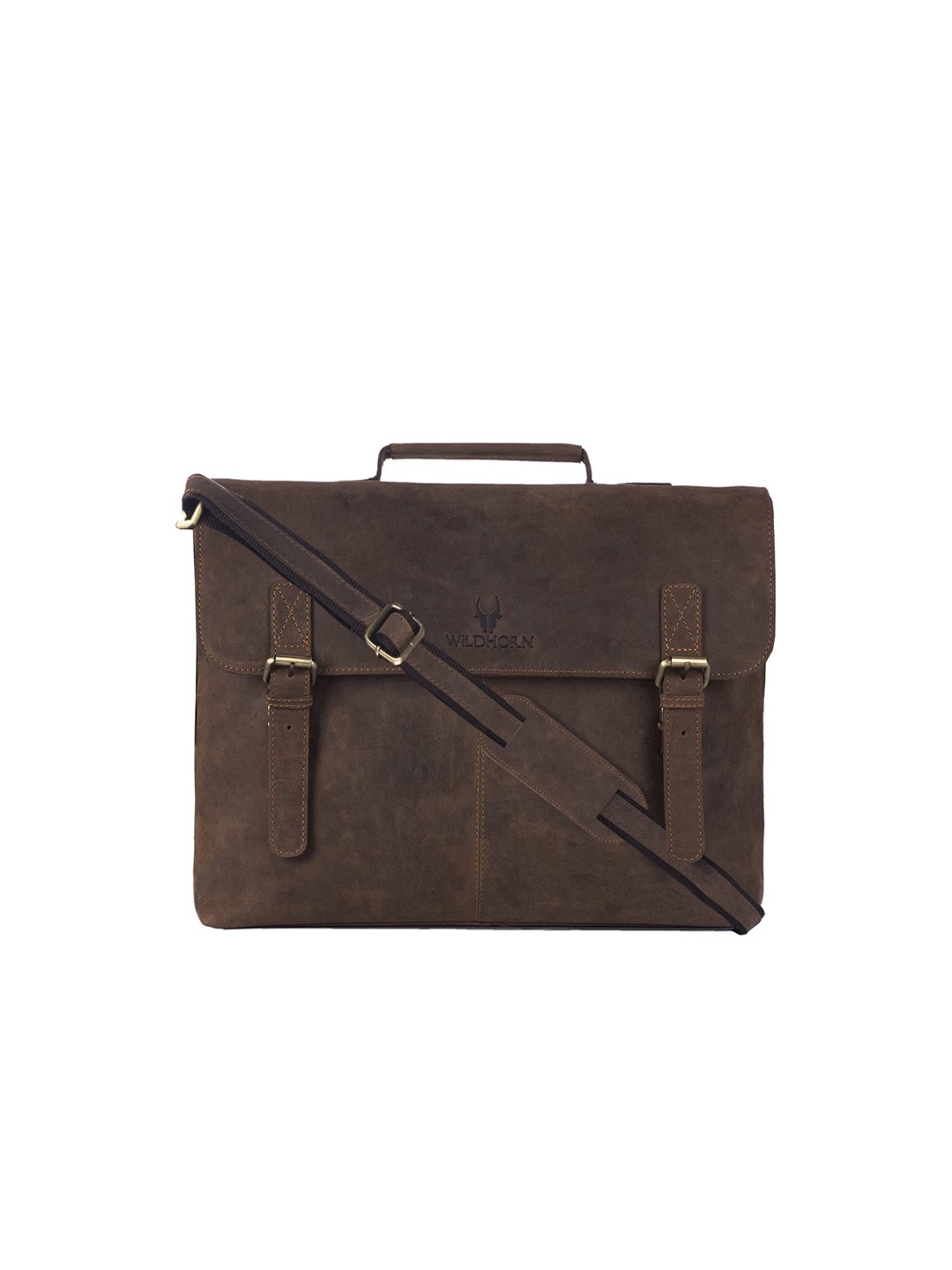 

WildHorn Men Brown Genuine Leather Laptop Bag