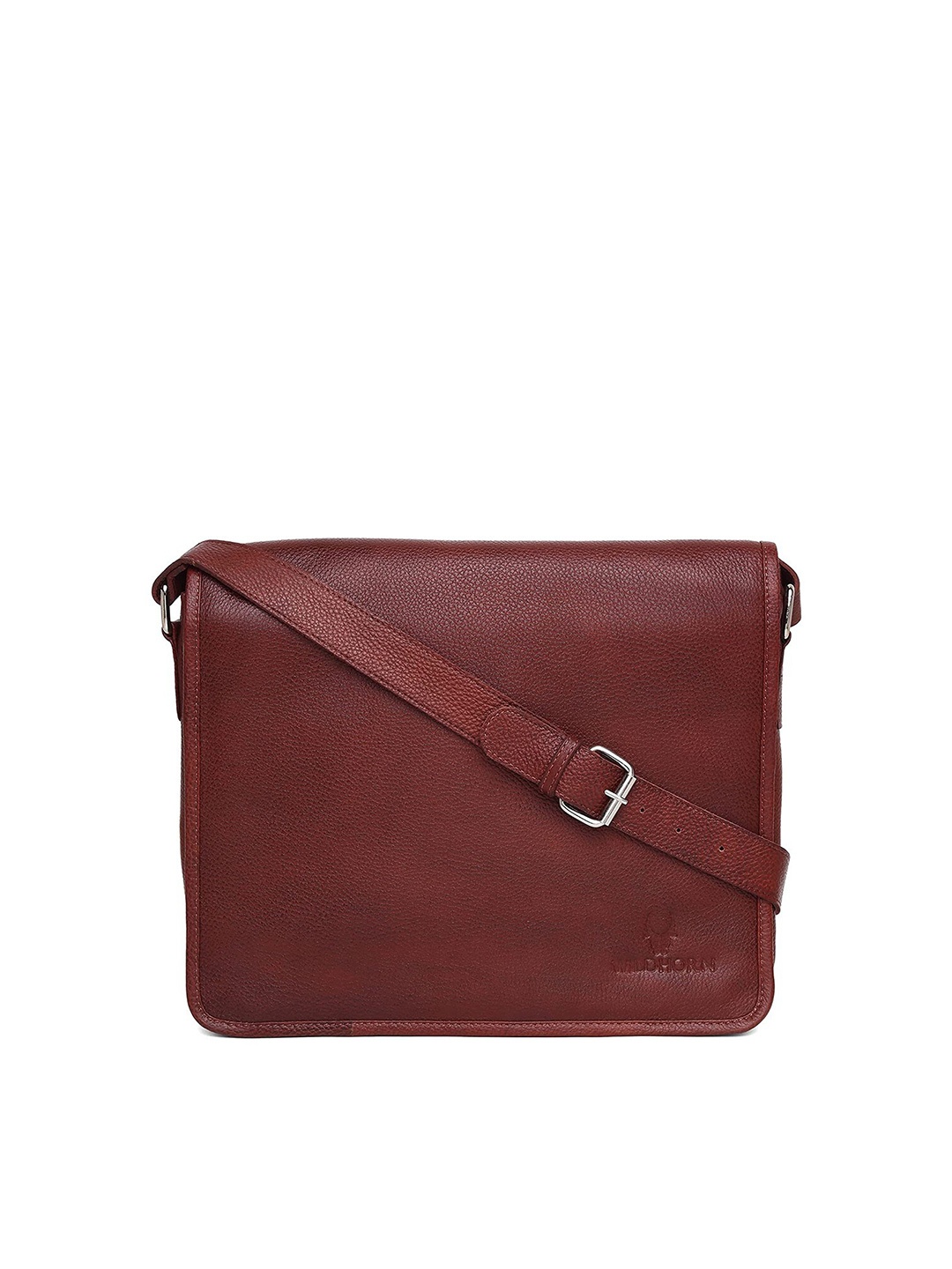 

WildHorn Men Brown Textured Genuine Leather Messenger Bag