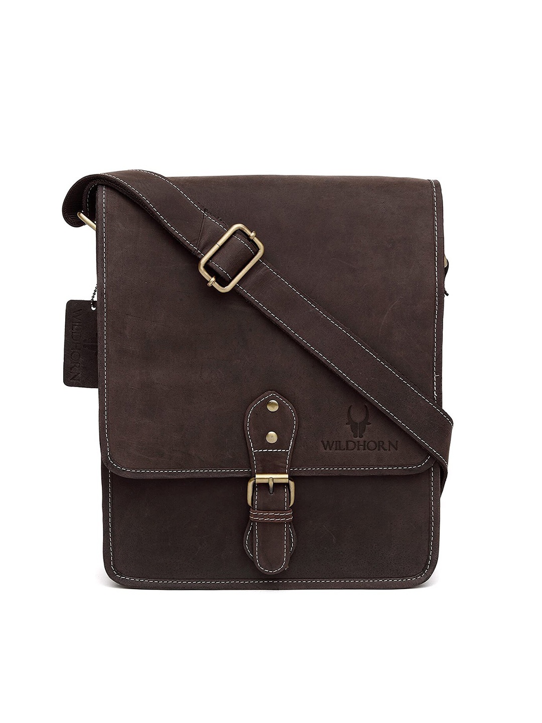 

WildHorn Men Brown Genuine Leather Messenger Bag