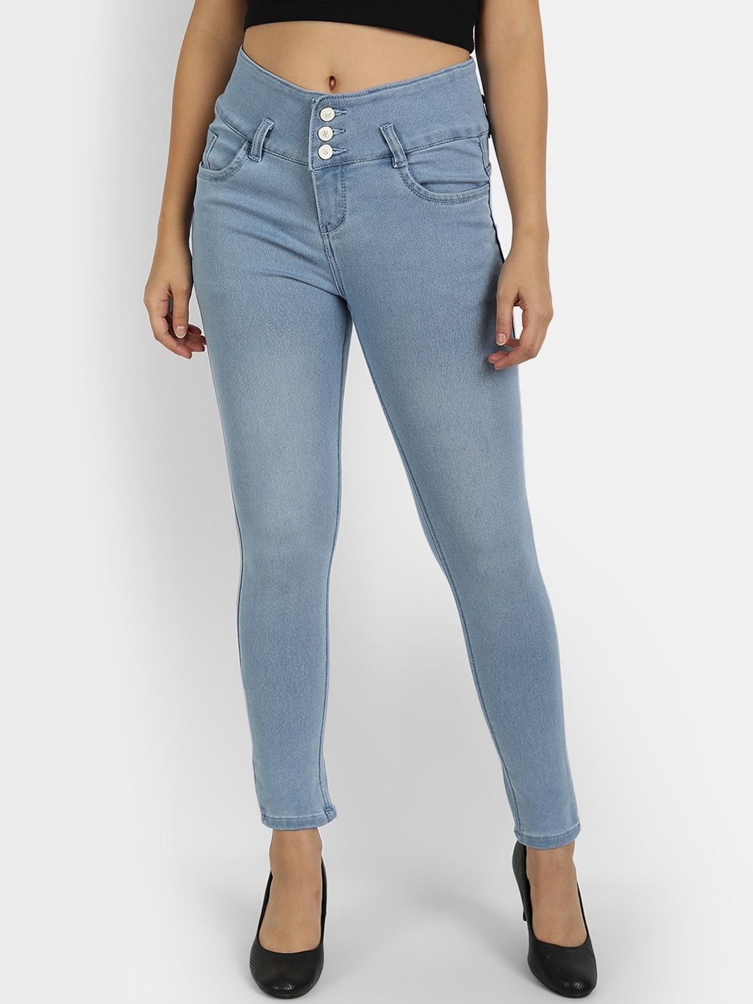 

BROADSTAR Women Blue Skinny Fit High-Rise Light Fade Jeans