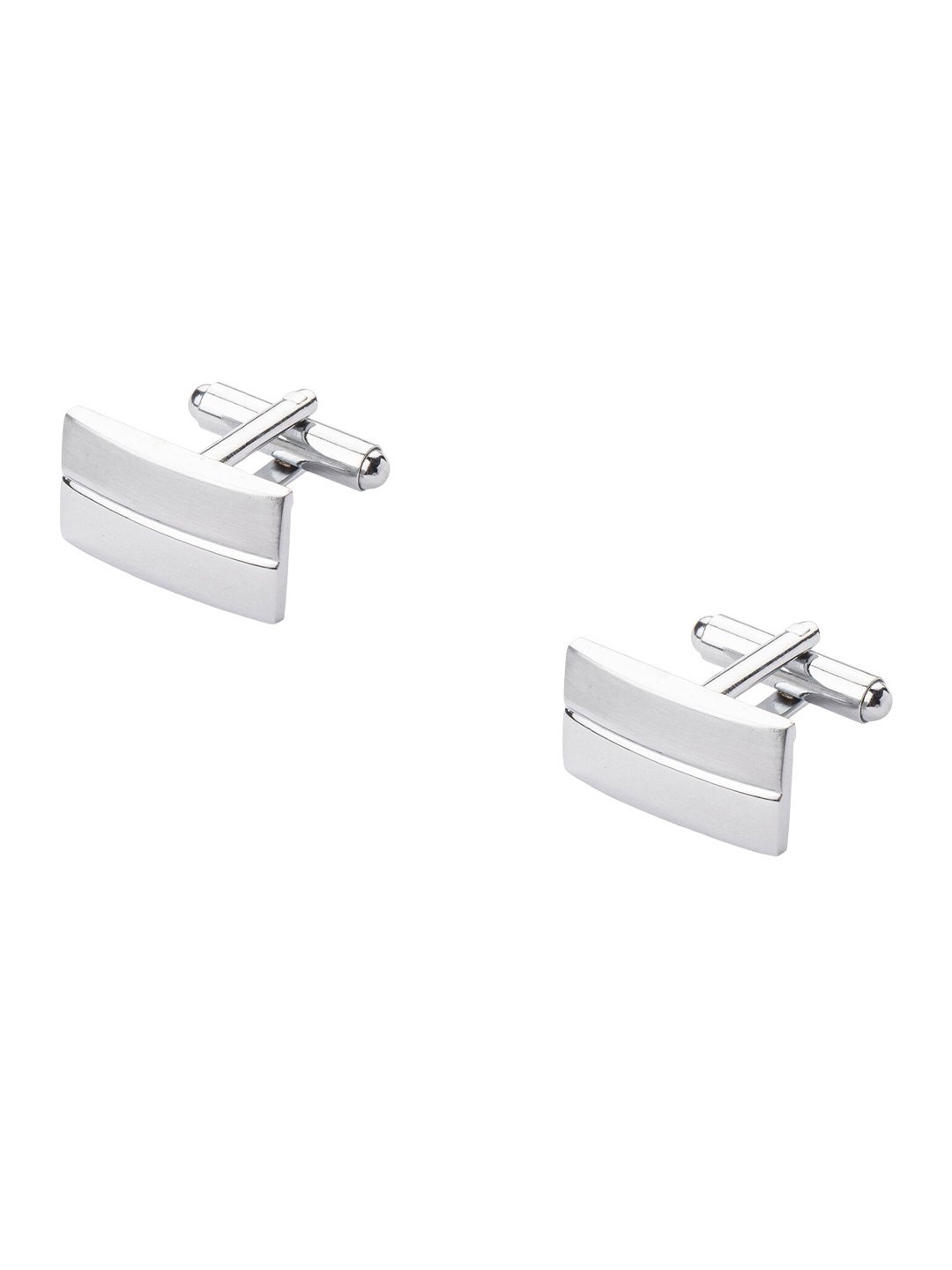 

The Tie Hub Silver-Toned Rectangular Half Cufflink