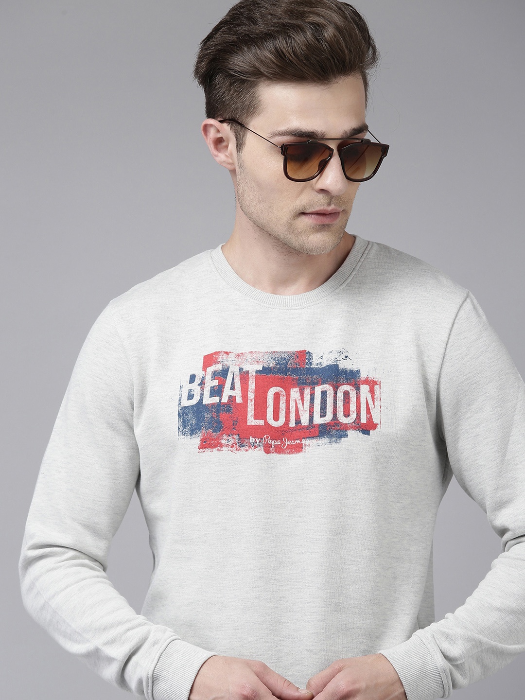 

BEAT LONDON by PEPE JEANS Men Off-White Printed Sweatshirt