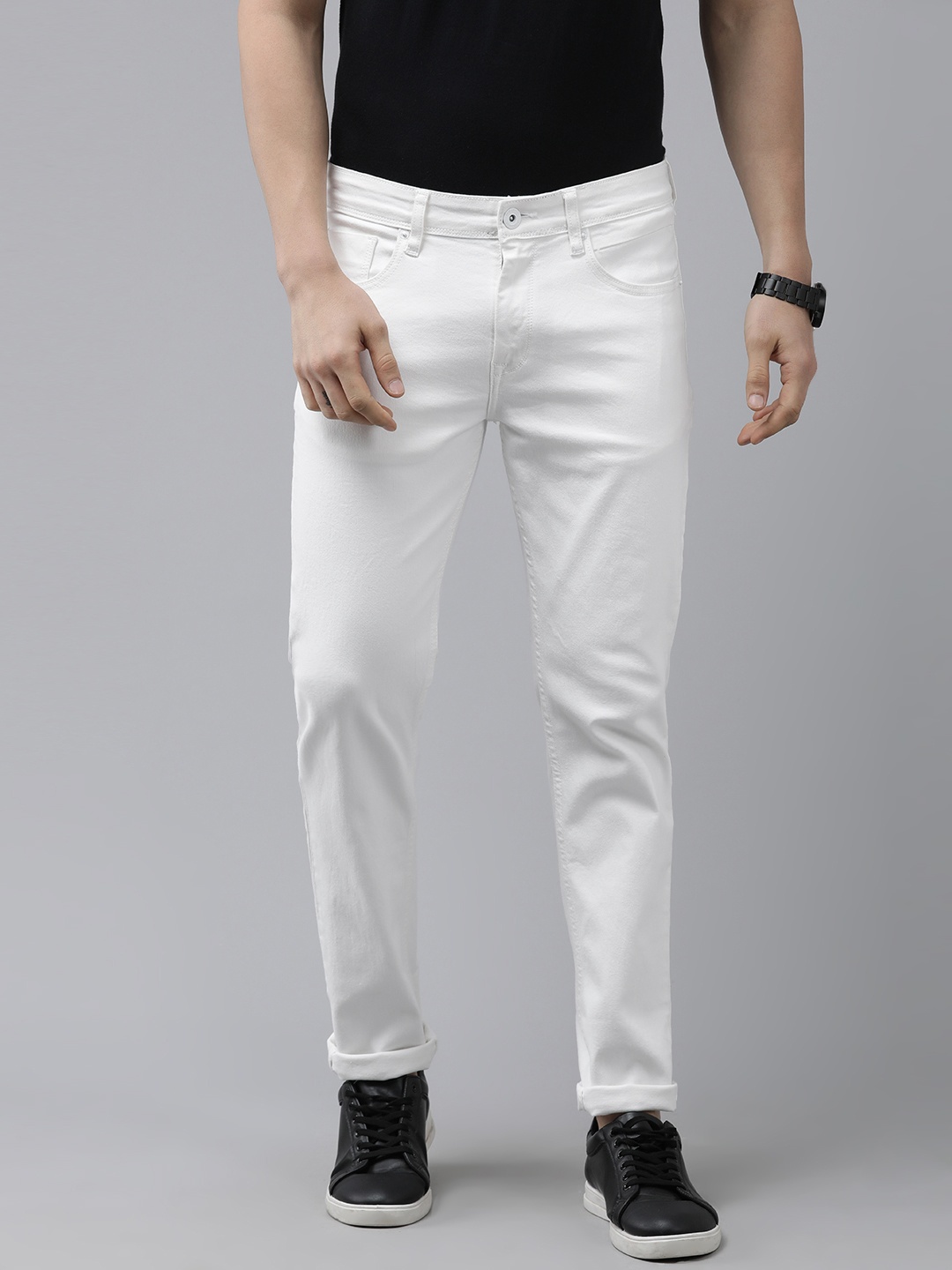 

BEAT LONDON by PEPE JEANS Men White Vapour Tapered Fit Low-Rise Stretchable Jeans