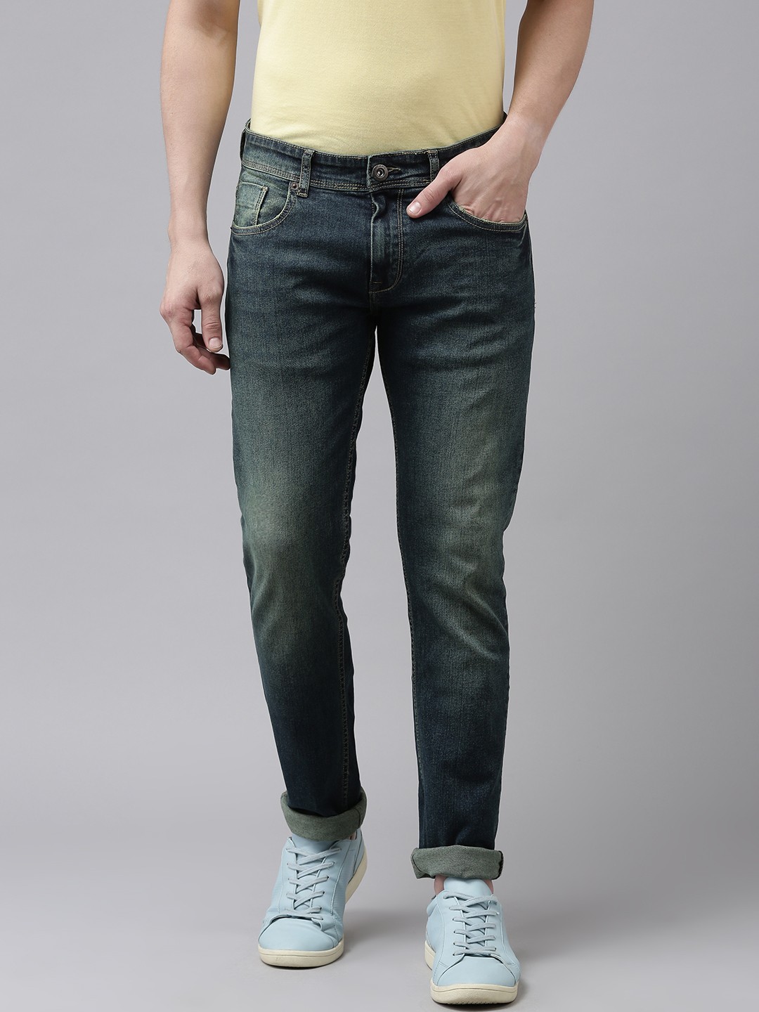 

BEAT LONDON by PEPE JEANS Men Blue Vapour Slim Fit Heavy Fade Stretchable Jeans