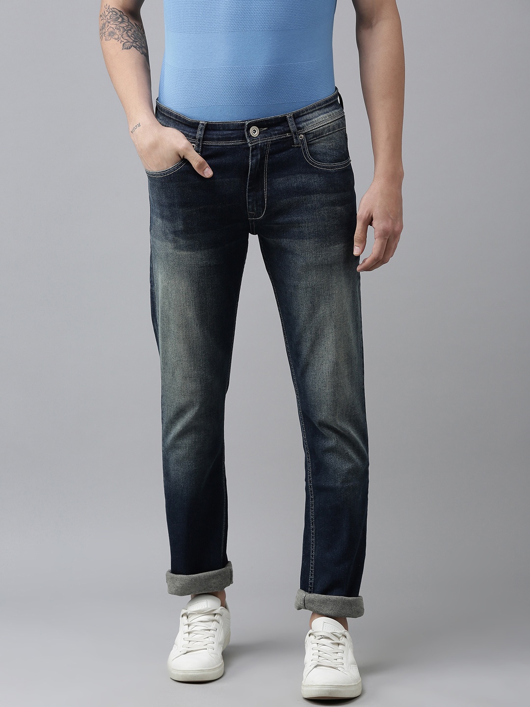 

BEAT LONDON by PEPE JEANS Men Blue Vapour Slim Fit Light Fade Stretchable Jeans