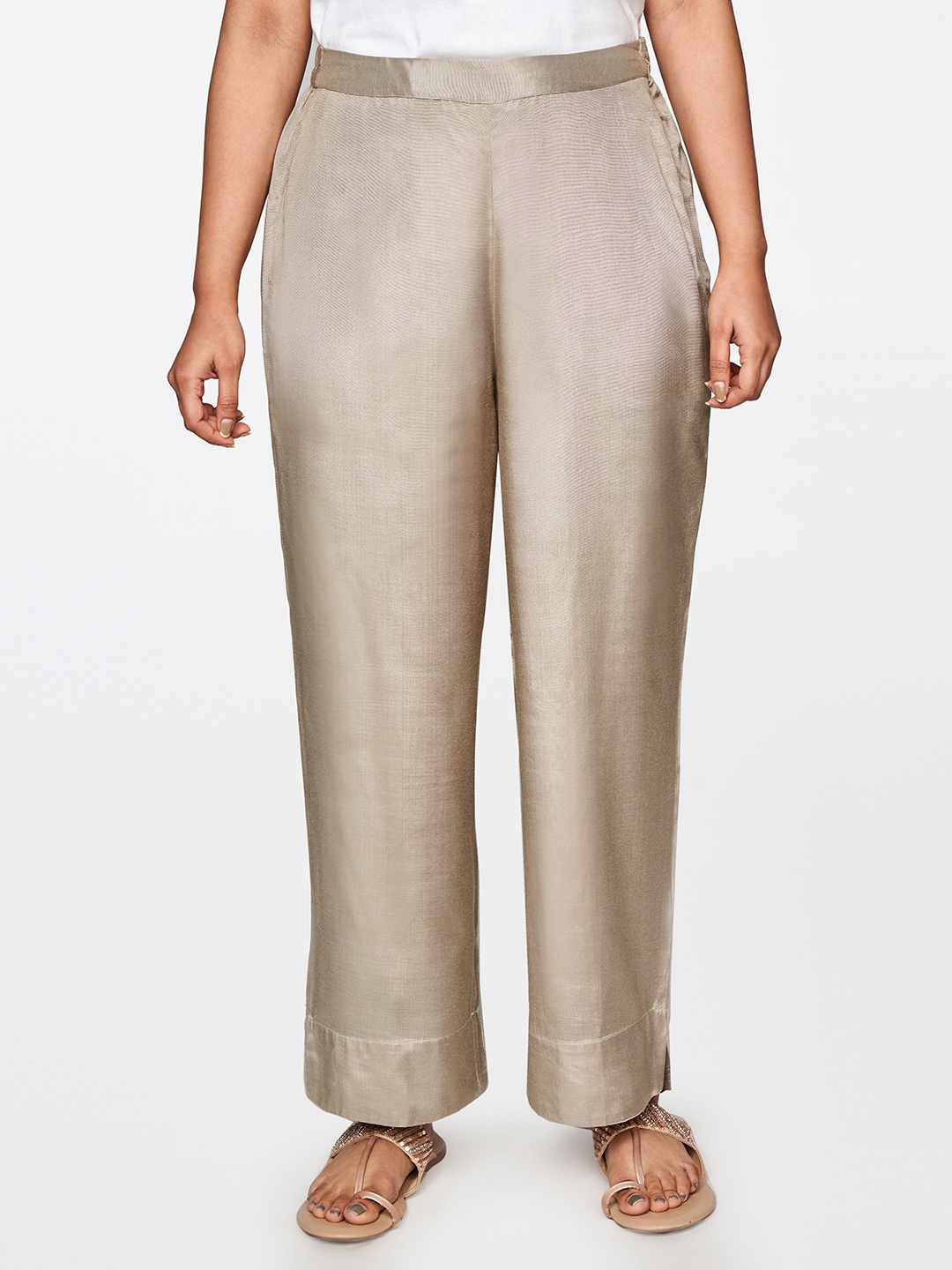 

Global Desi Women Grey Straight Fit Parallel Trousers