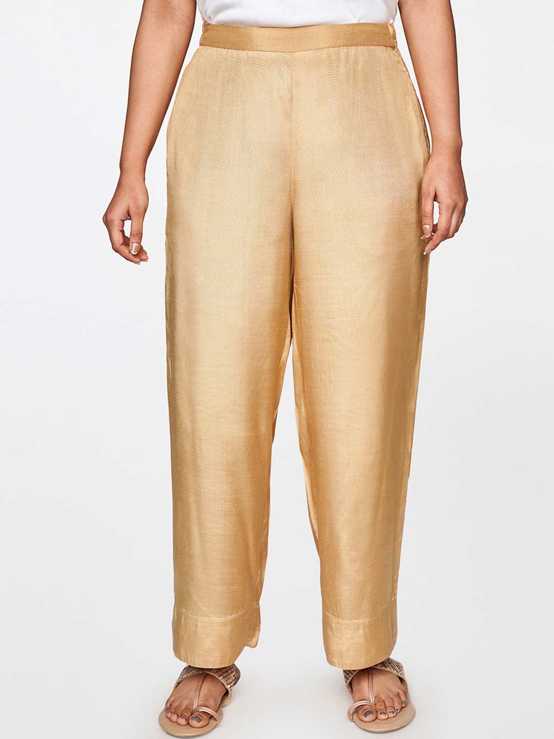 

Global Desi Women Beige Straight Fit Parallel Trousers