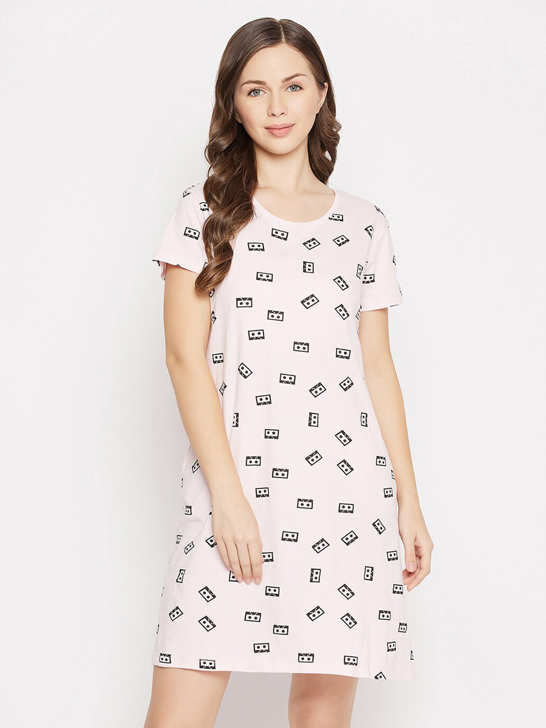 

Clovia Pink Printed Nightdress