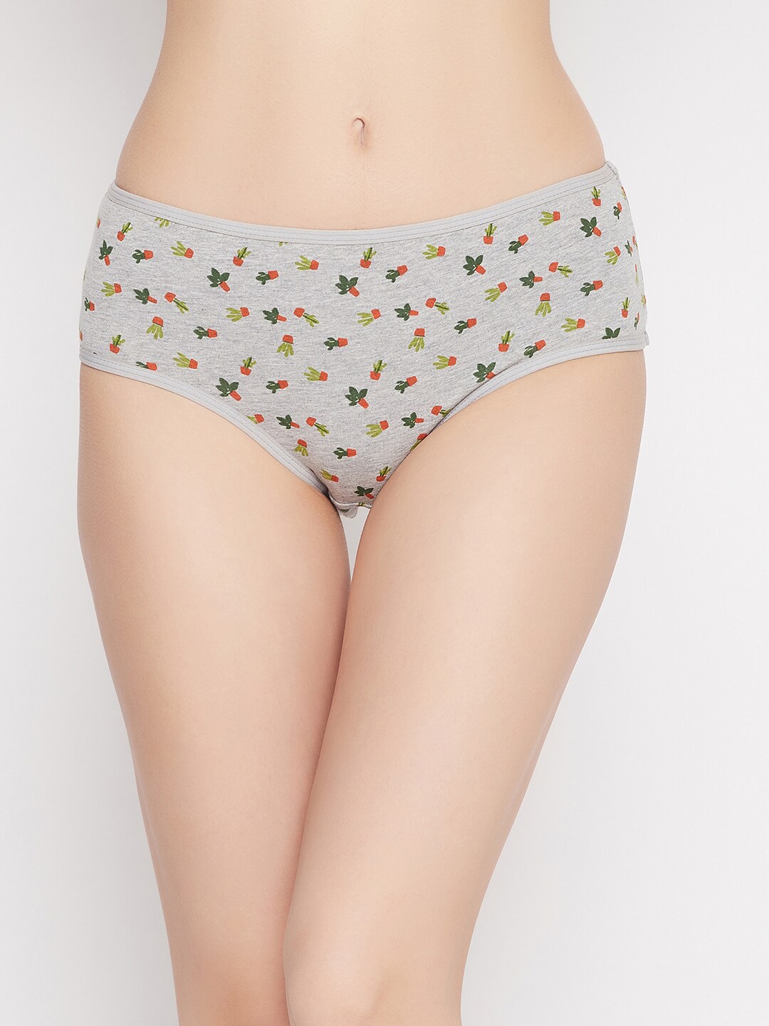 

Clovia Women Grey & Orange Printed Cotton Hipster Briefs