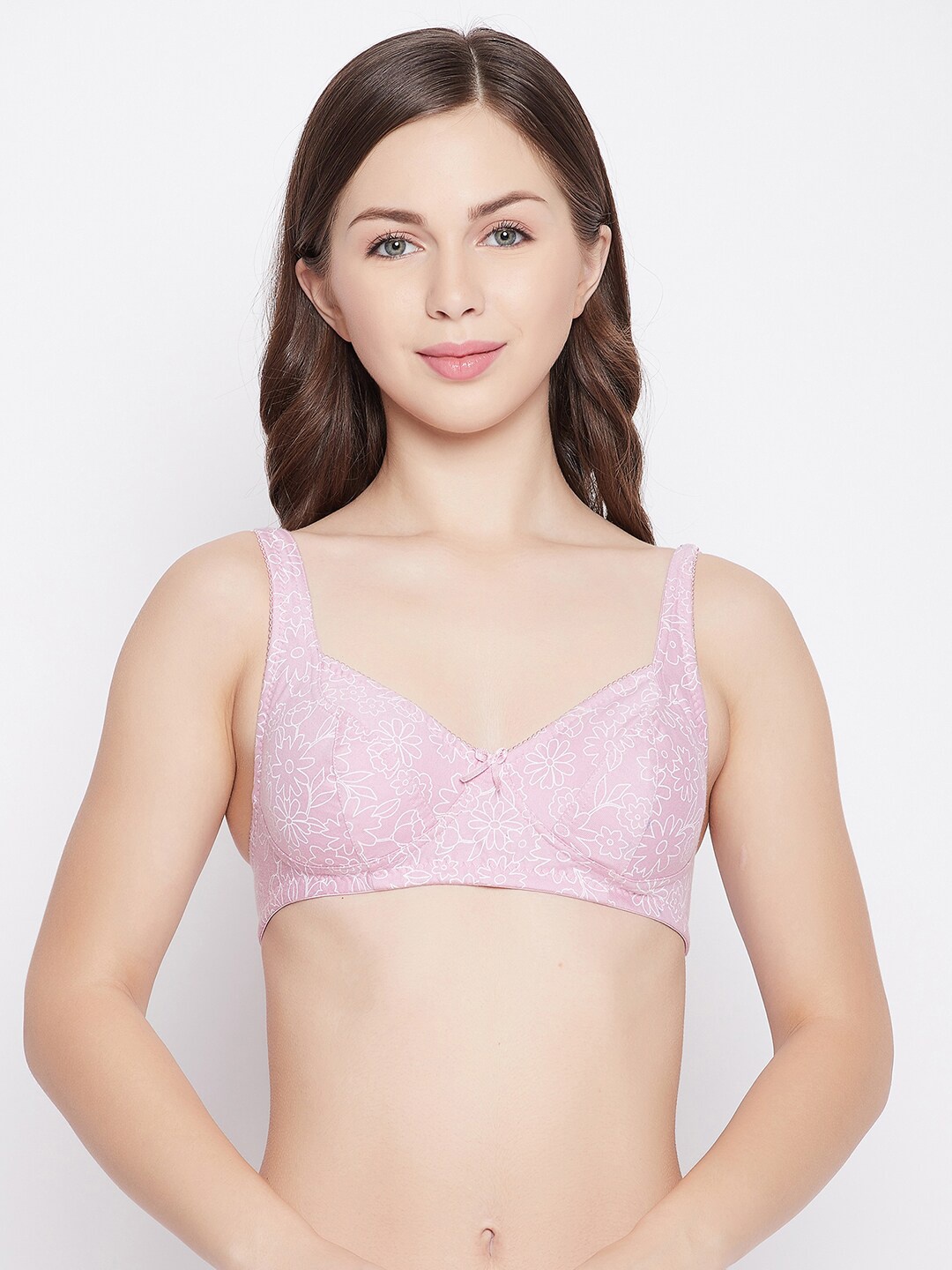 

Clovia Pink & White Floral Everyday Bra
