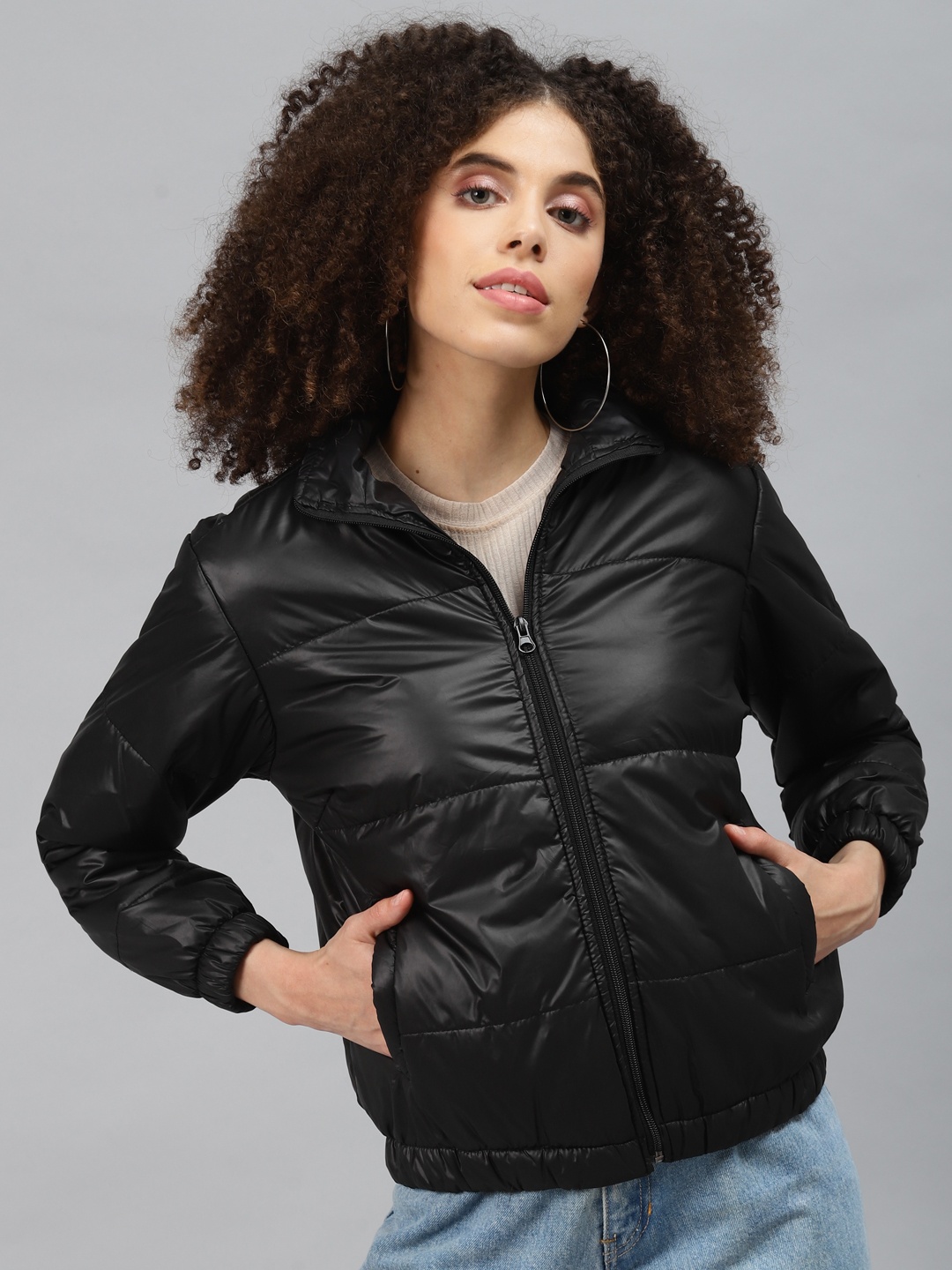 

plusS Women Black Padded Jacket