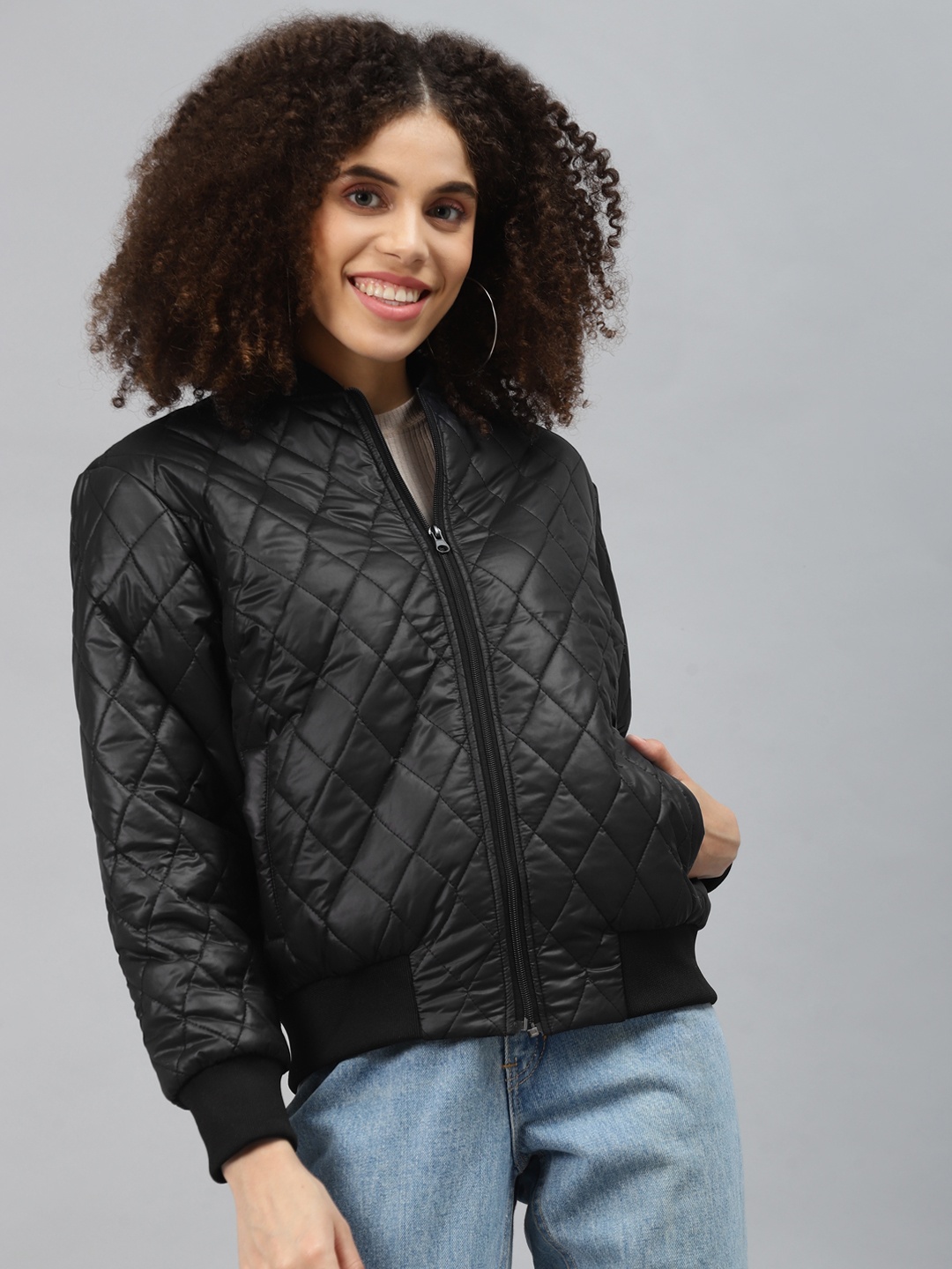 

plusS Women Black Quilted Jacket