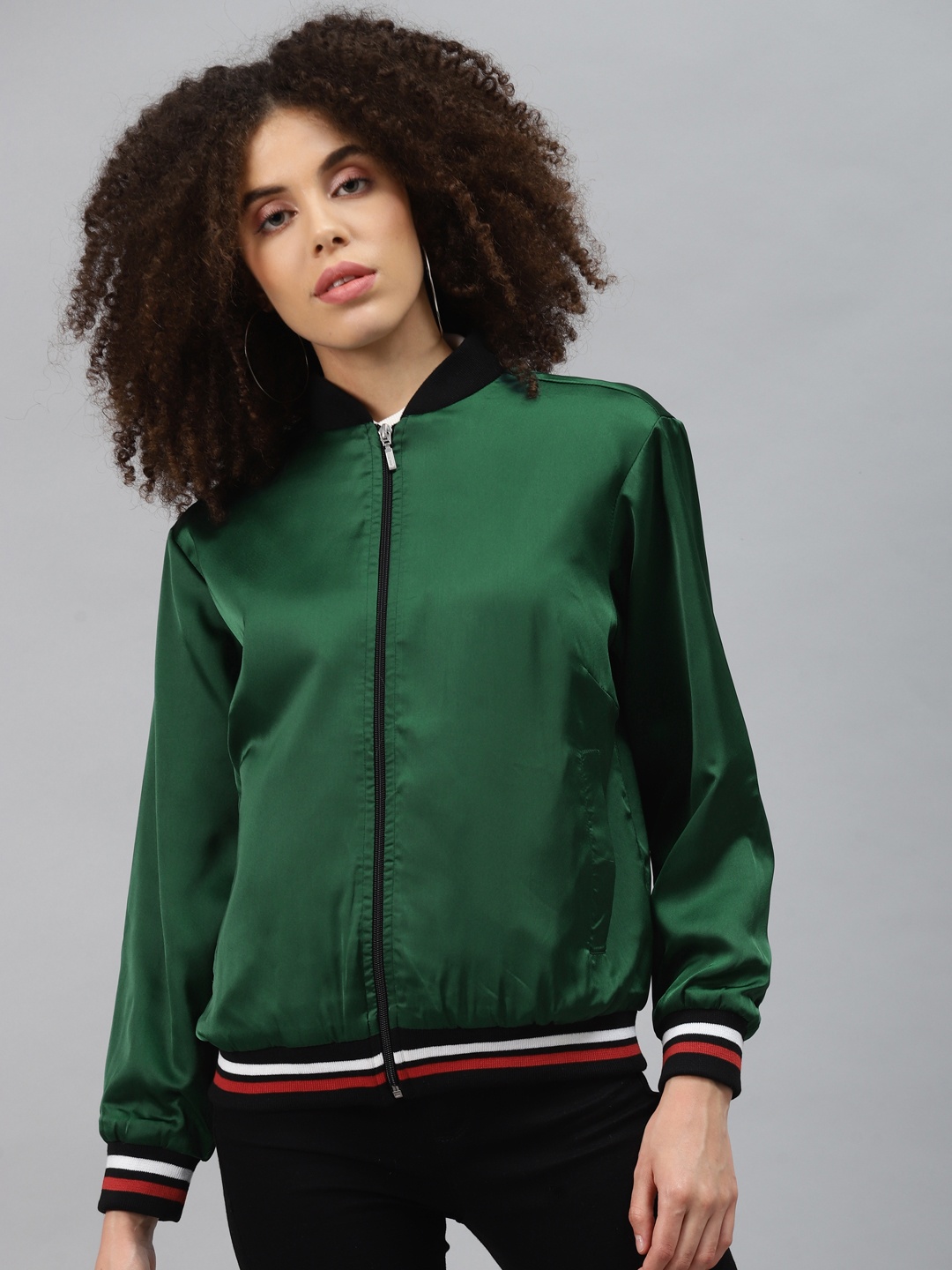 

plusS Women Green Bomber Jacket