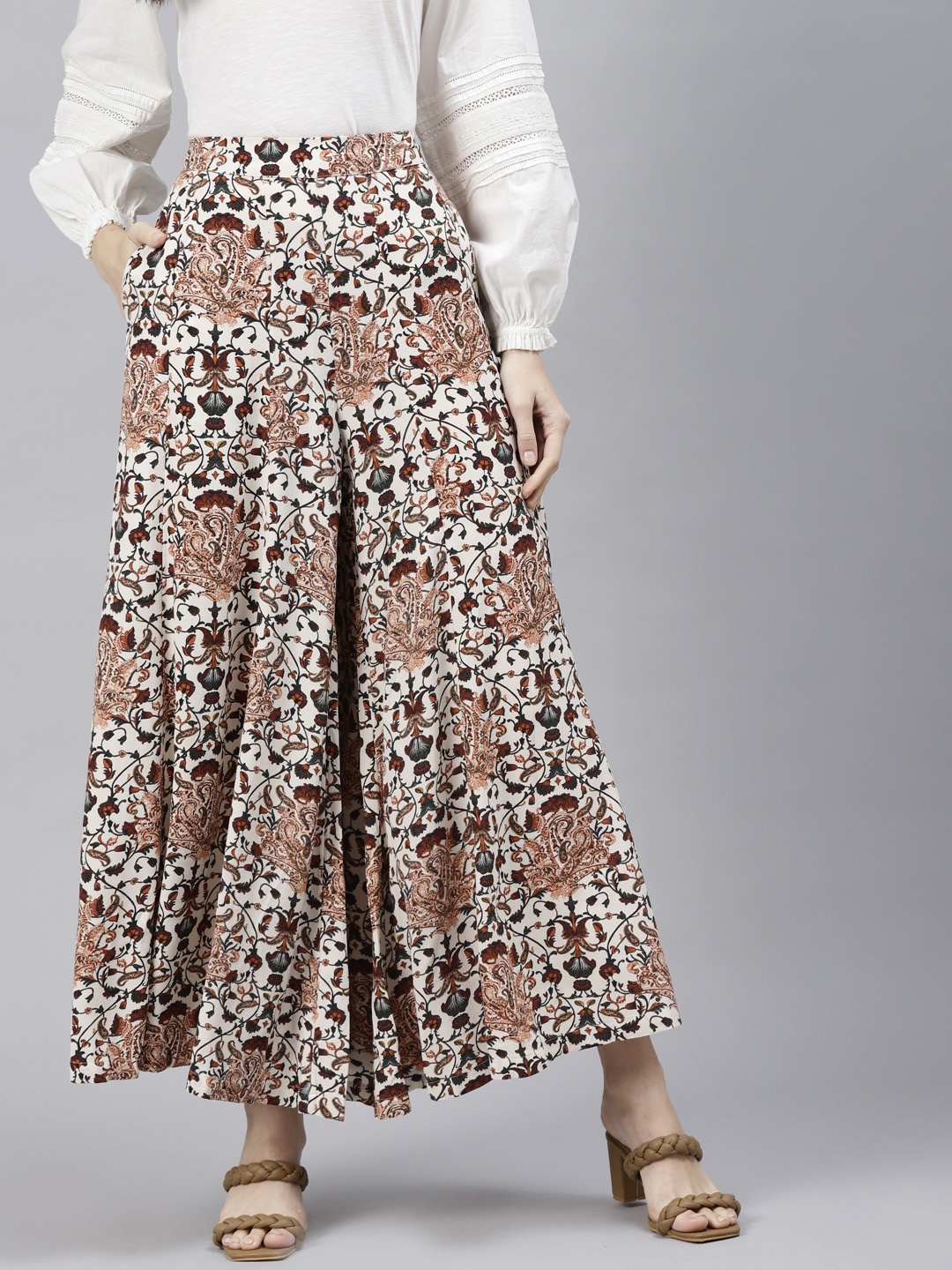 

Marks & Spencer Women Multicoloured Ethnic Motifs Printed Flared Parallel Trousers, Multi