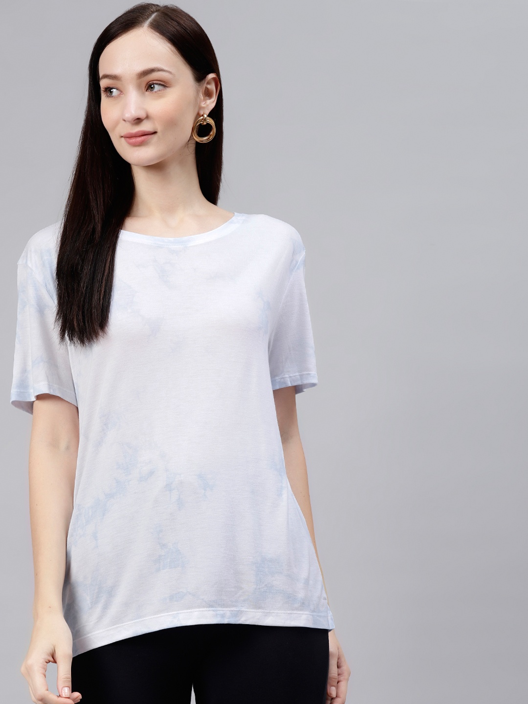 

Marks & Spencer Women Blue Tie and Dye Dyed T-shirt