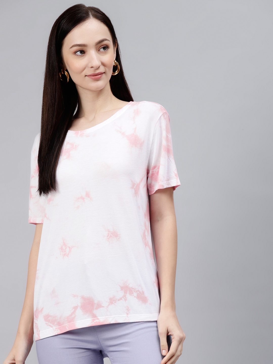 

Marks & Spencer Women Pink Tie and Dye Dyed T-shirt