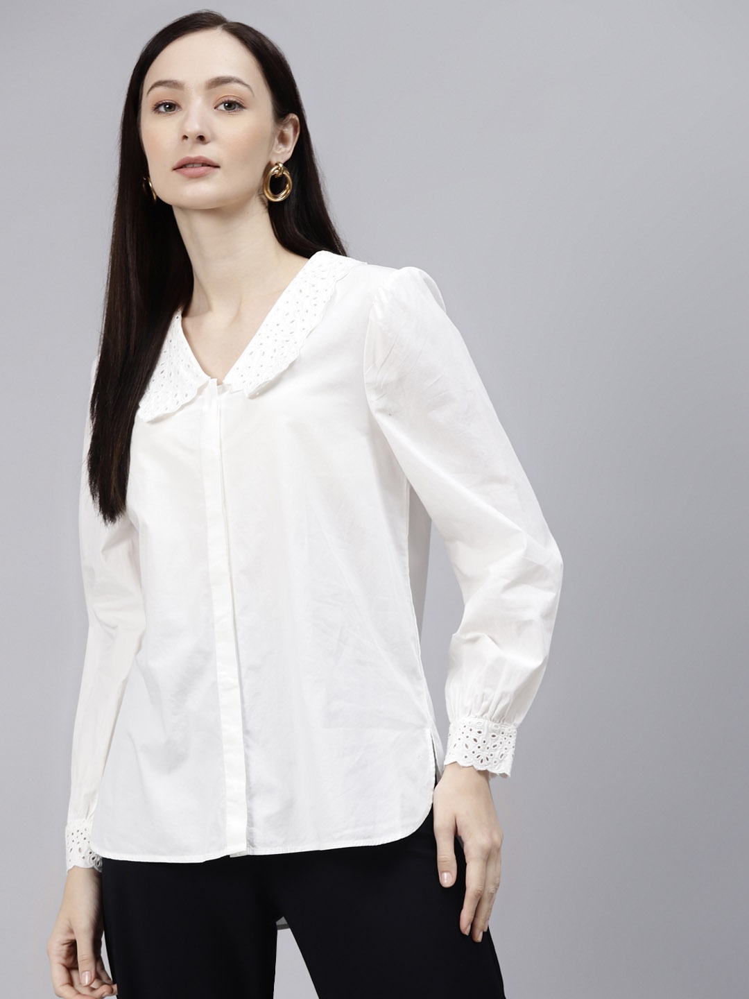 

Marks & Spencer White Peter Pan Collar Shirt Style Top