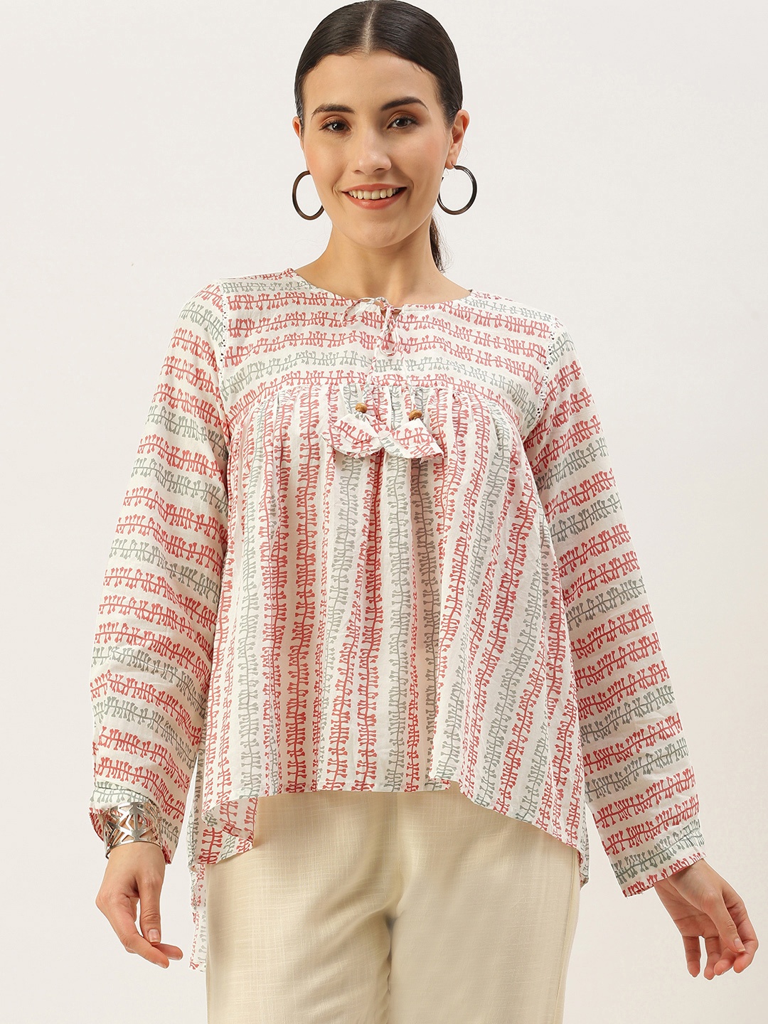 

Saanjh White & Pink Striped Tunic