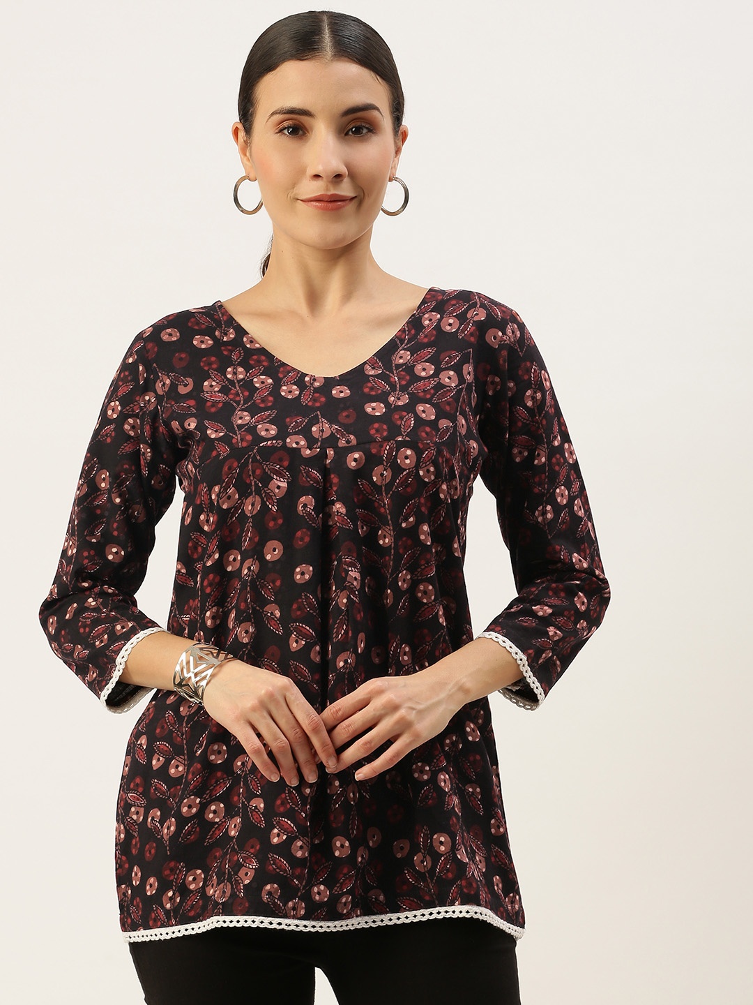 

Saanjh Brown Printed Tunic