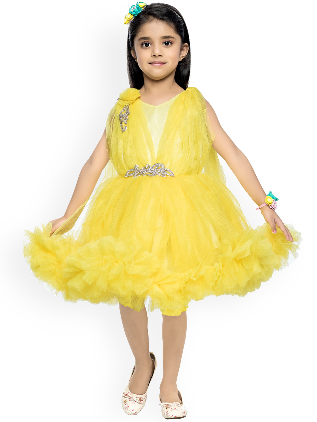 

Pink Chick Yellow Net Dress