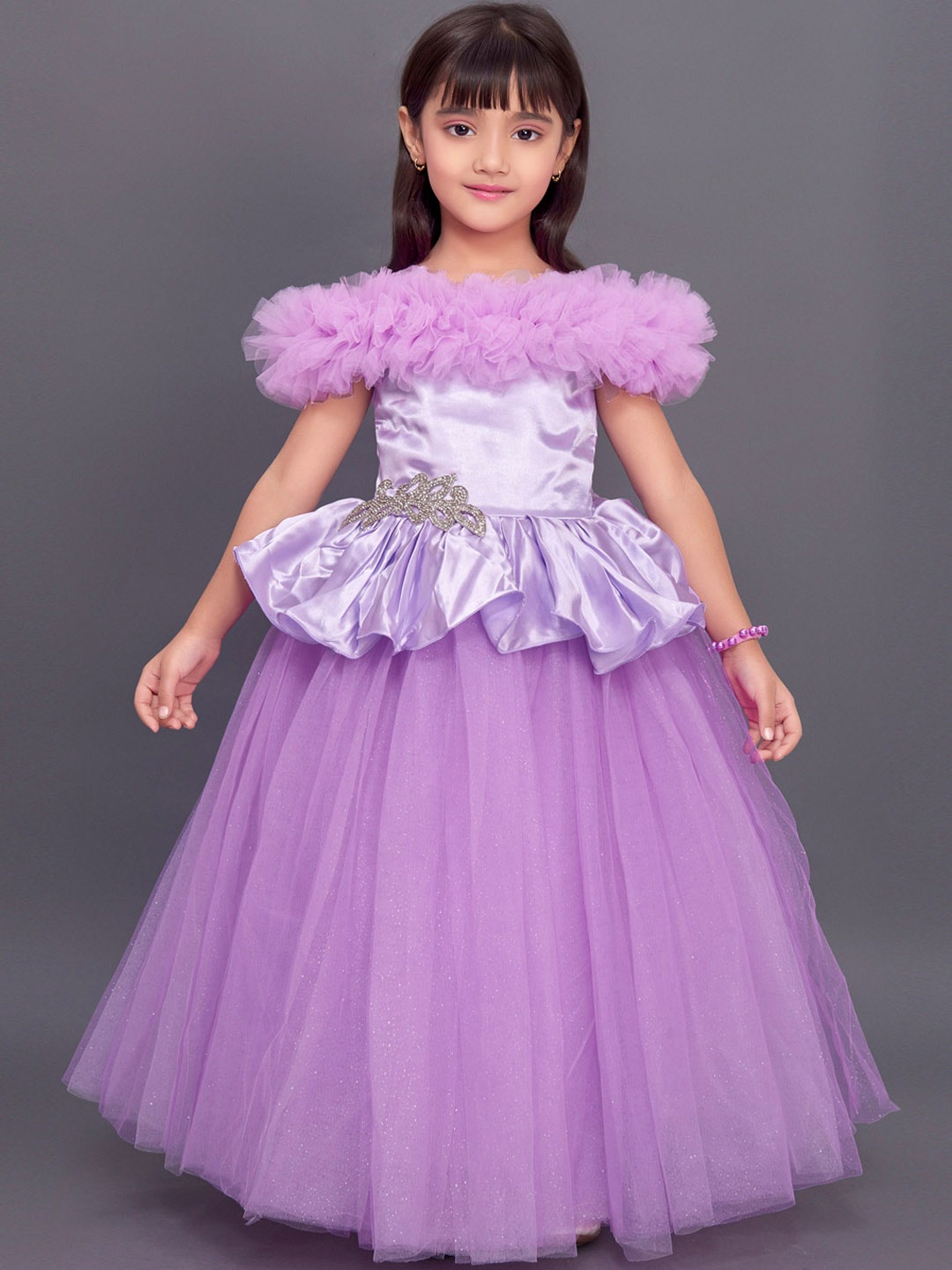

Pink Chick Girls Lavender Satin Maxi Dress