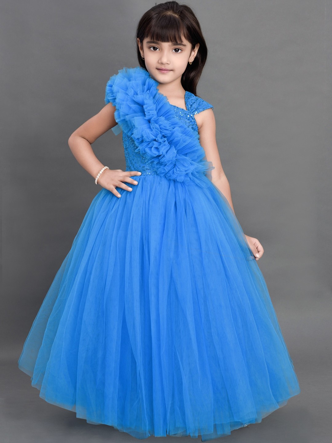 

Pink Chick Girls Blue Net Maxi Dress