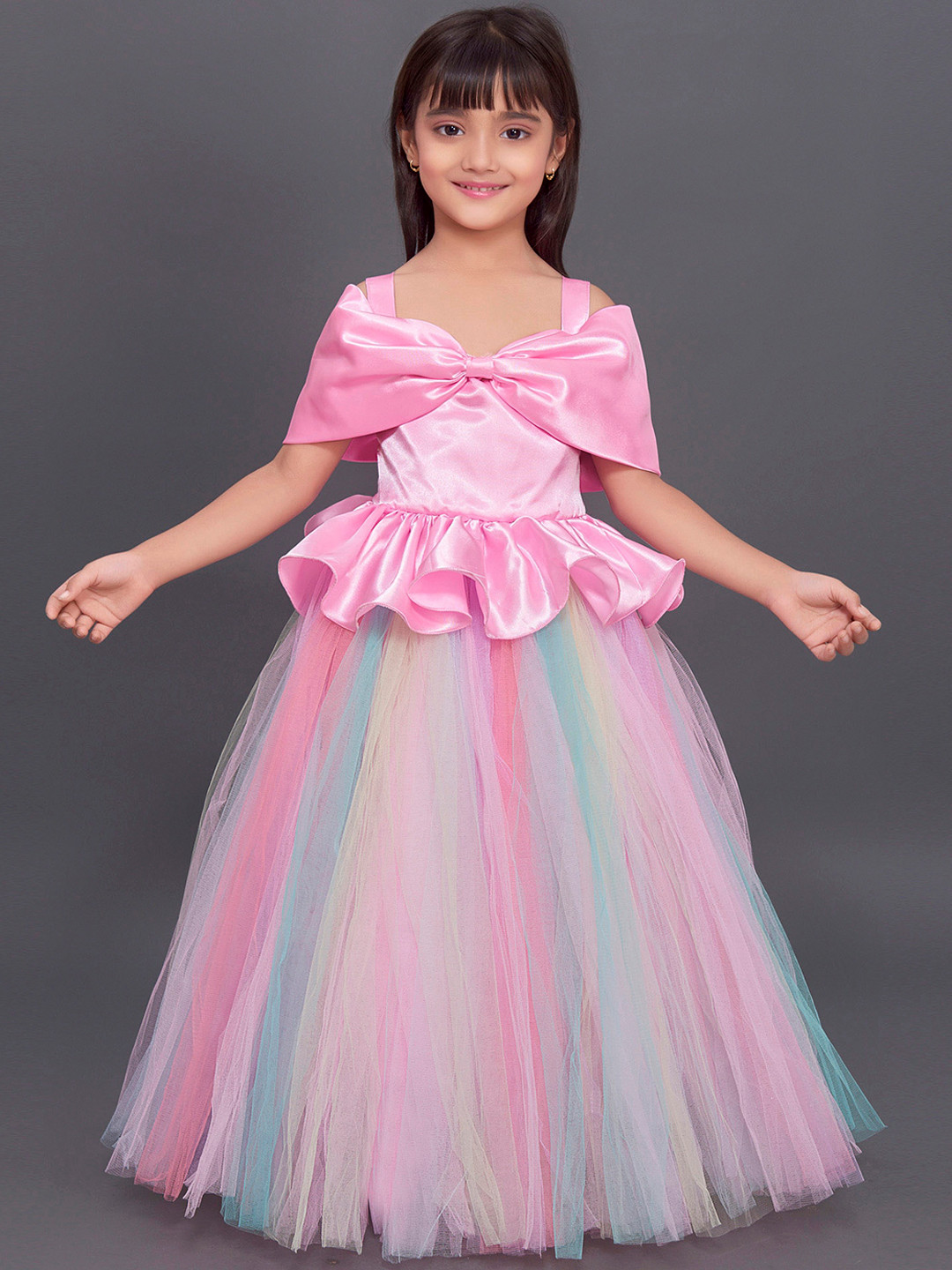 

Pink Chick Pink Satin Gathered Maxi Dress