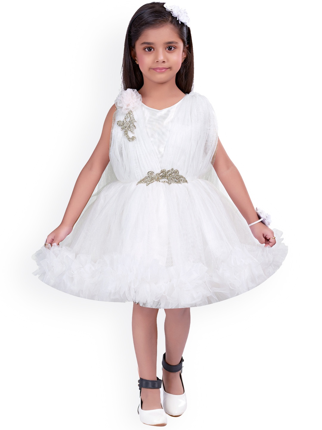 

Pink Chick Girls White Ruffles Net Dress